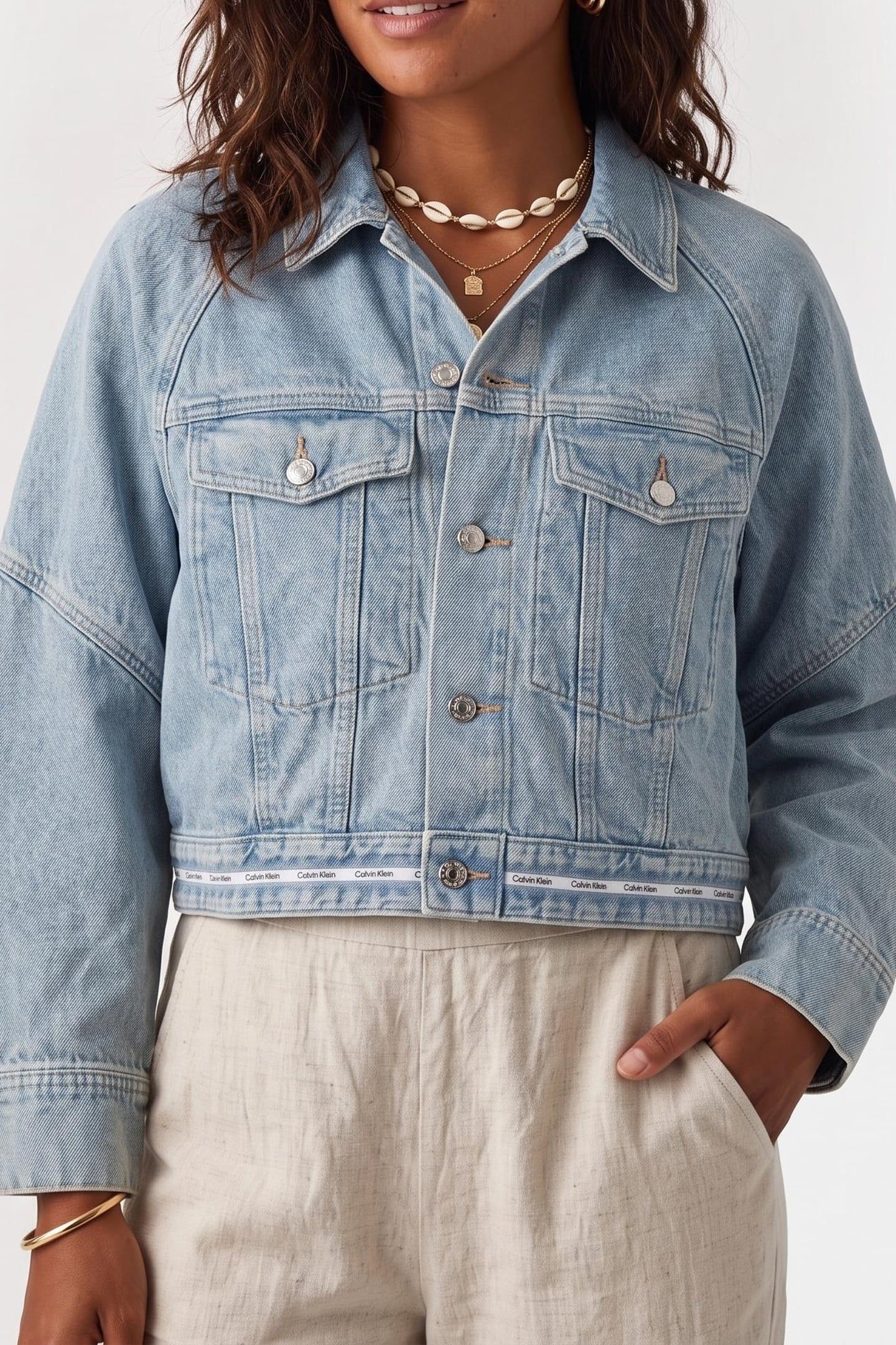 BRANDED BOXY DENIM JACKET FRESH WATER 1