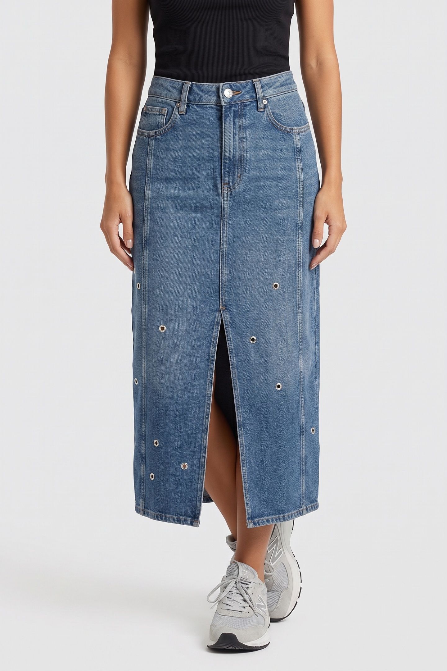 JABOELLA DENIM EYELET SKIRT BLUE 1