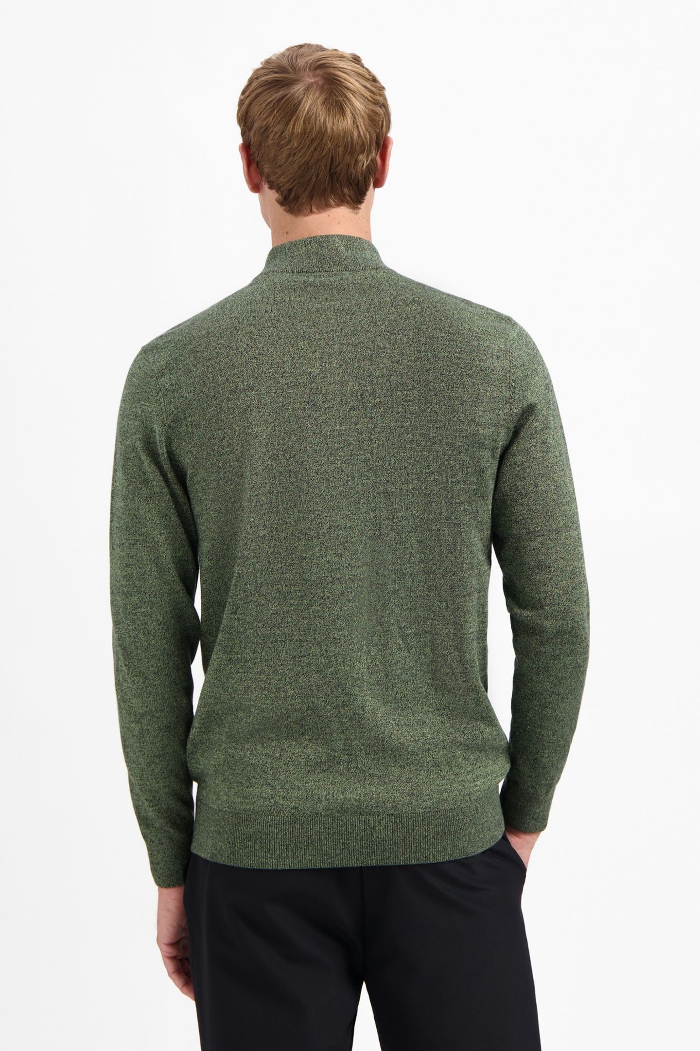 PULLOVER HALF ZIP 2 COLOURED MELANGE LIGHT MOSS 4