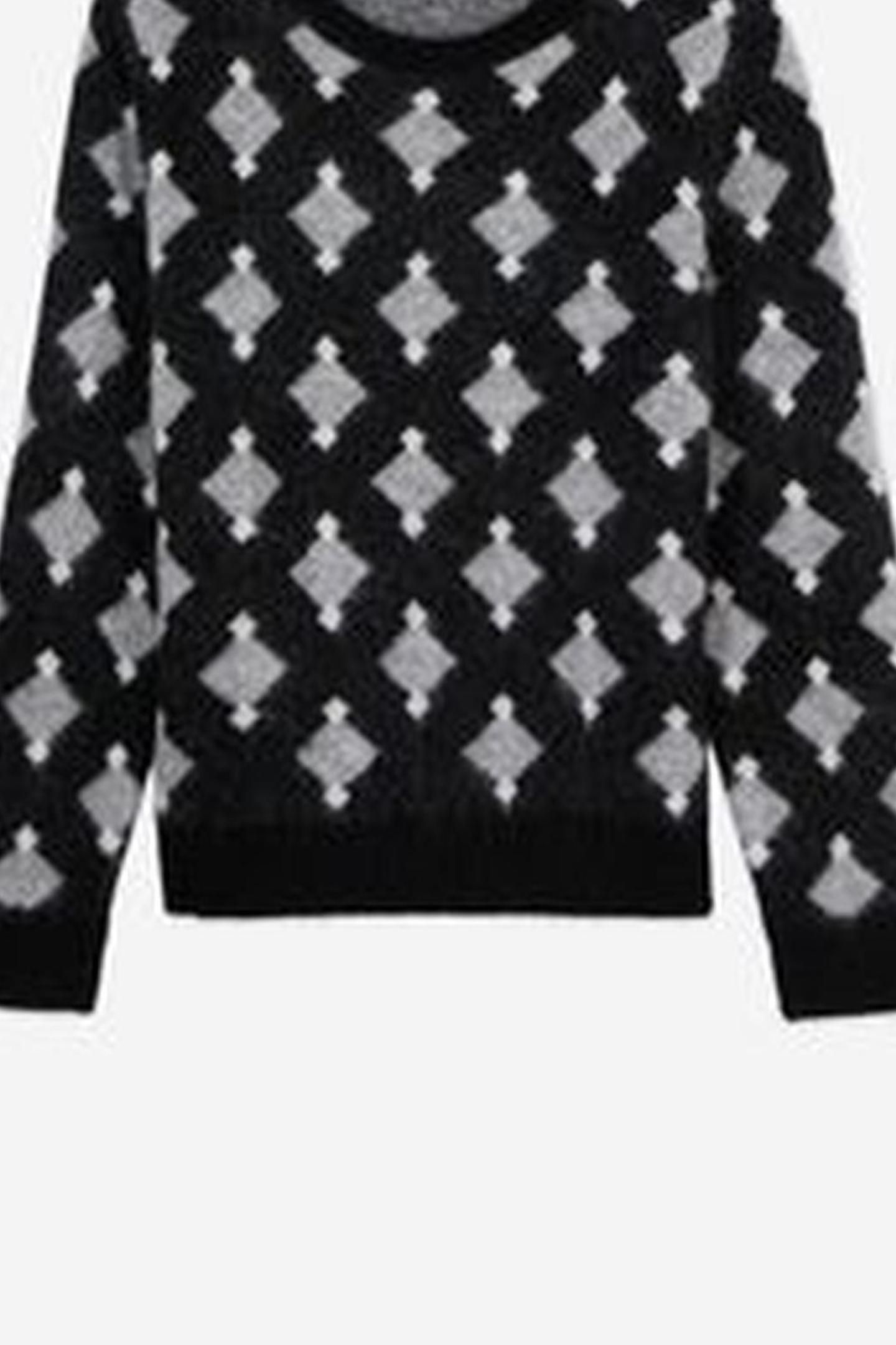PULL COL ROUND BLACK GREY WHITE 9