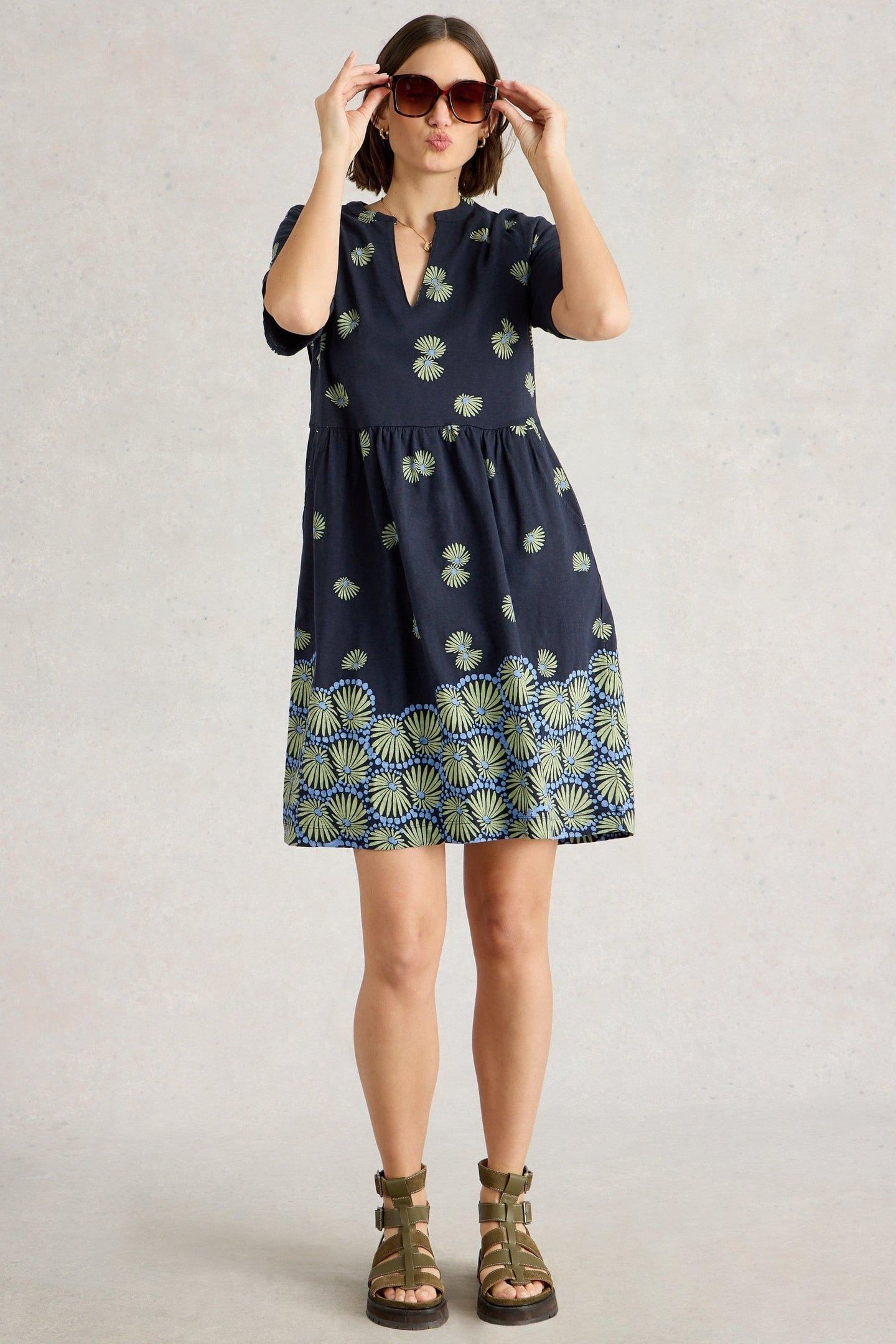 THEA JERSEY DRESS NAVY PRINT 1