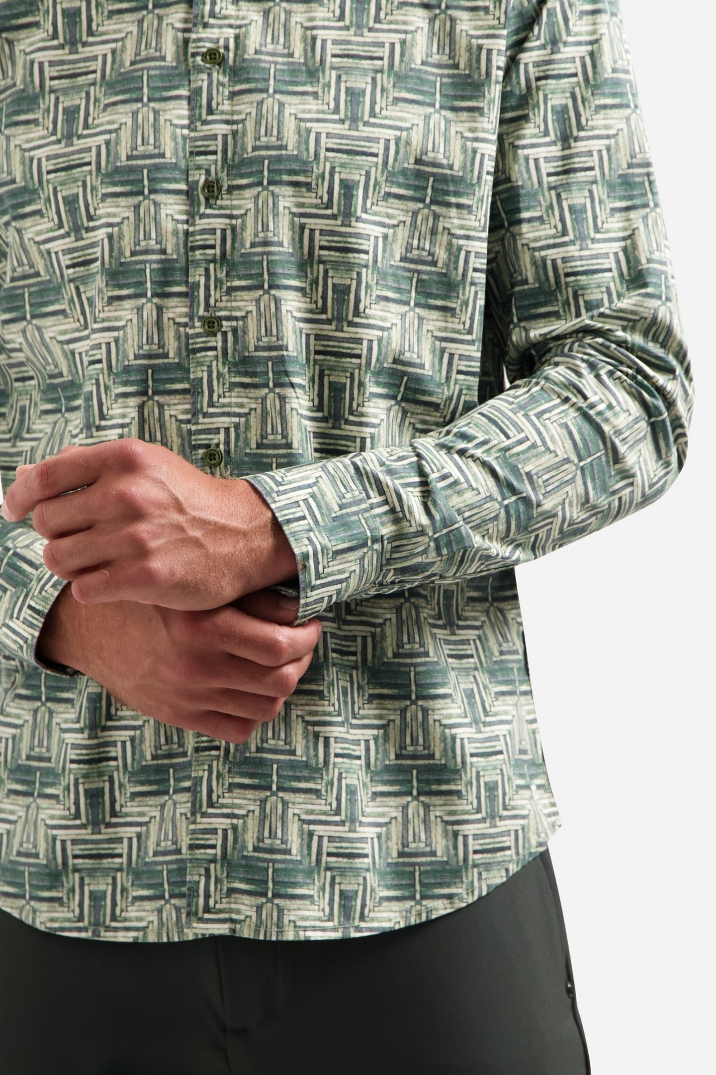 SHIRT STRETCH ALLOVER PRINTED DARK GREEN 6