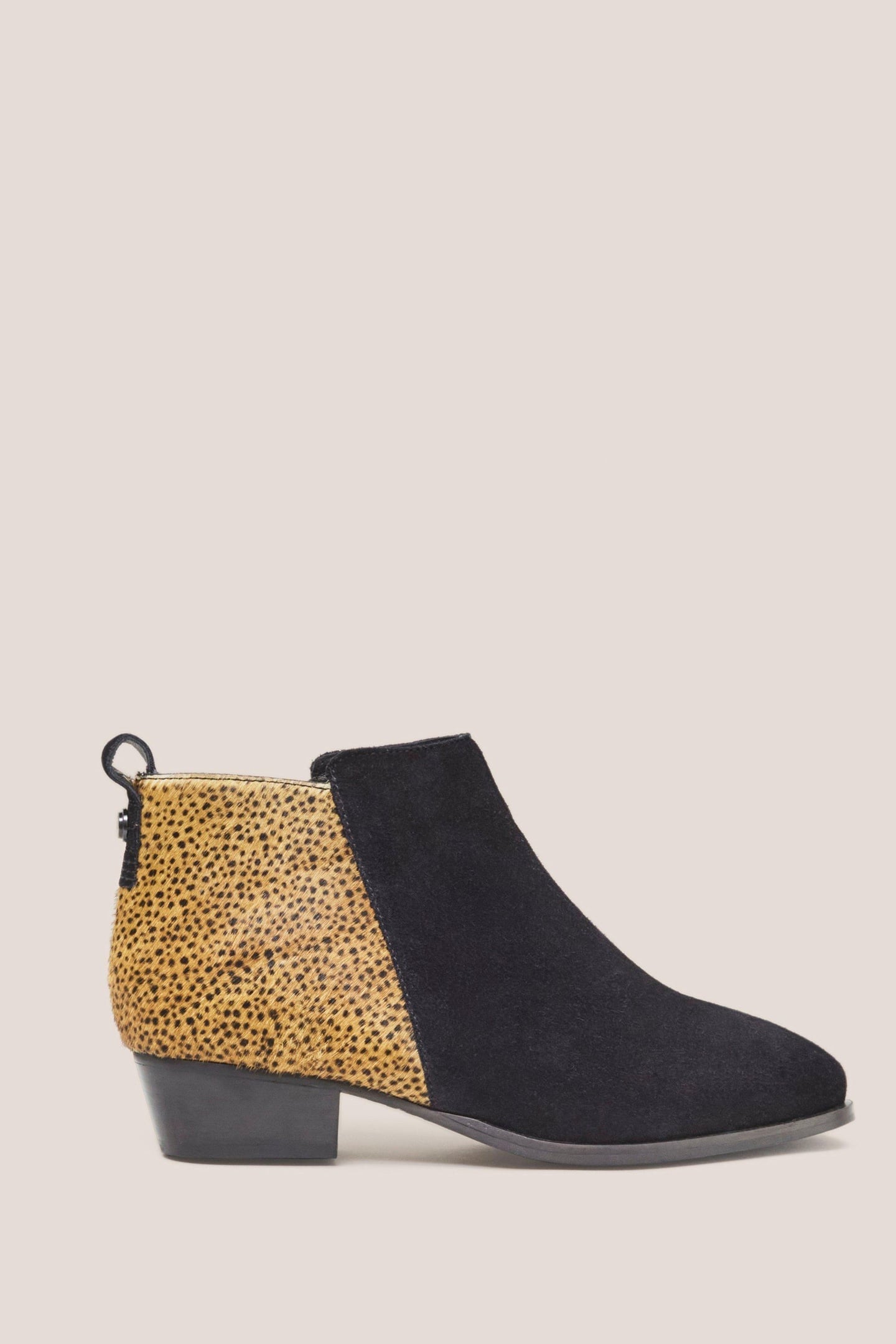 WILLOW SUEDE PONY ANKLE BOOT BLACK PRINT 1