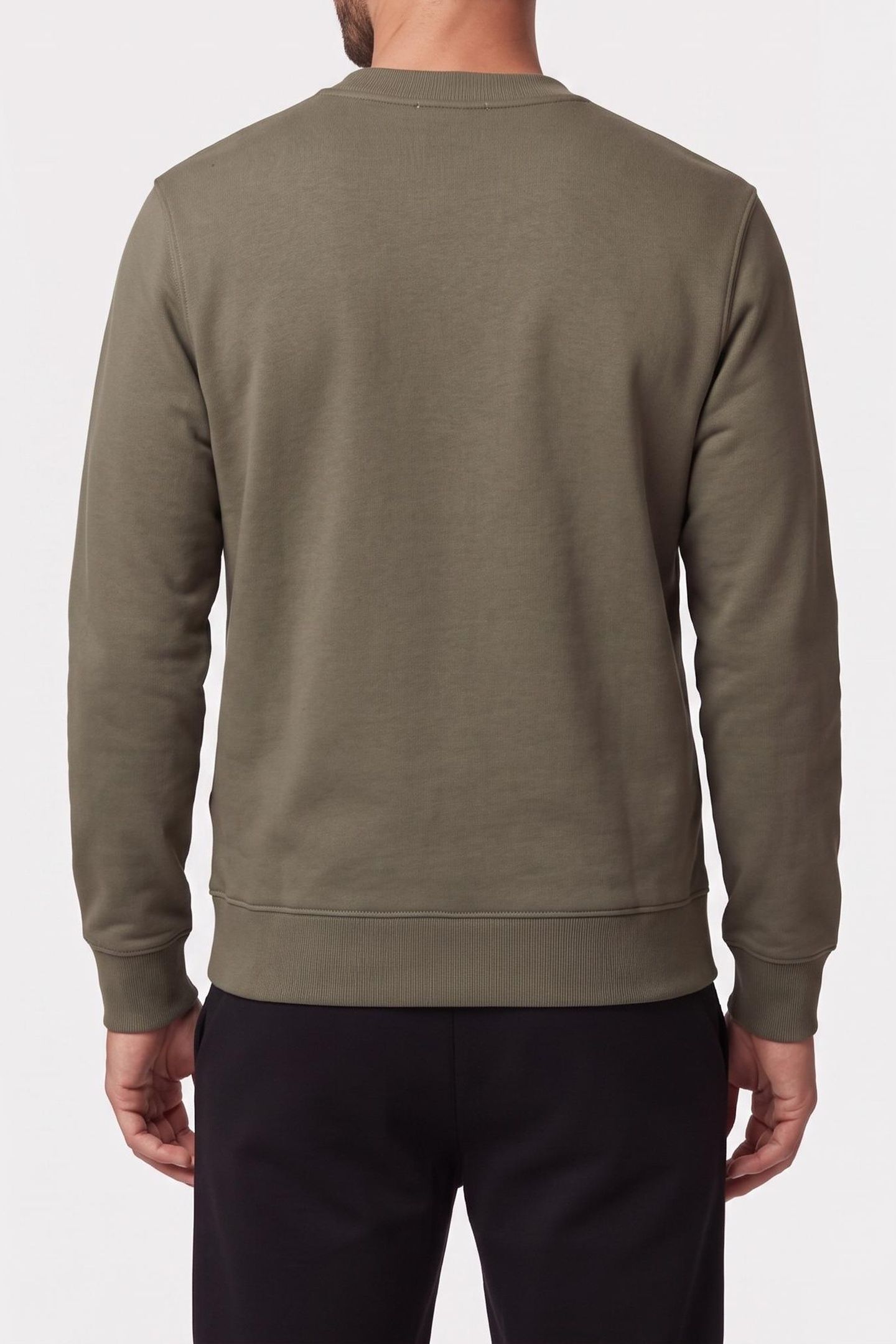 CLASSIC LONG SLEEVE 350GSM TERRY WOVEN LABEL DUSTY OLIVE 2