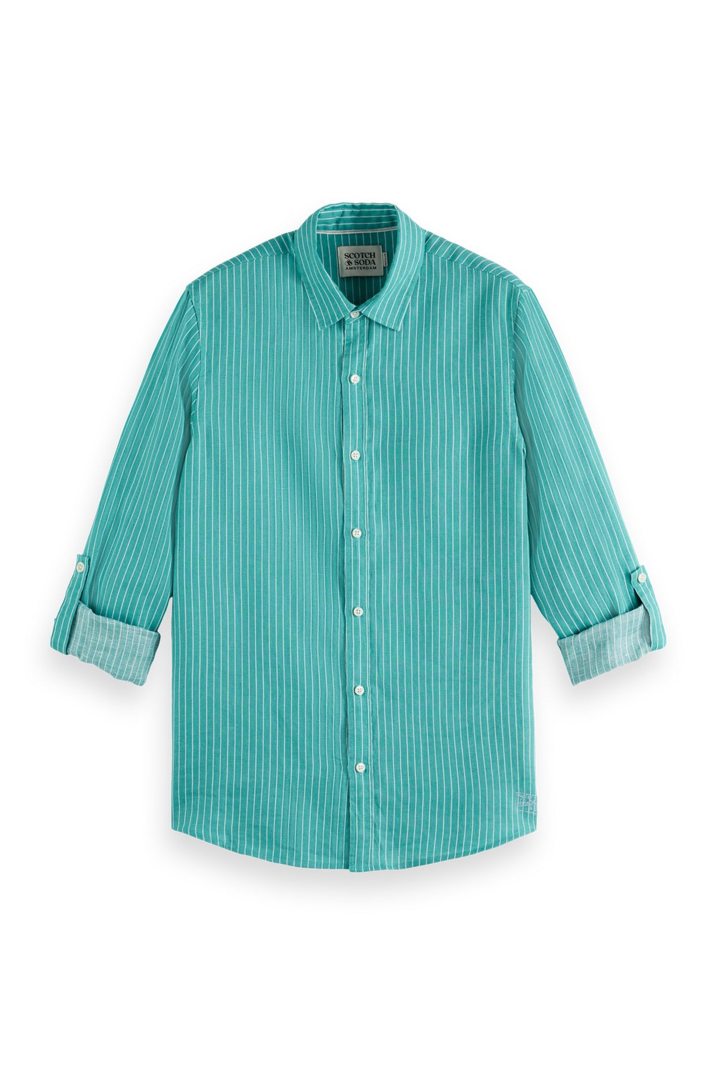 SEASONAL CORE - REGULAR-FIT STRIPED LINEN SHIRT AGATE GREEN  4
