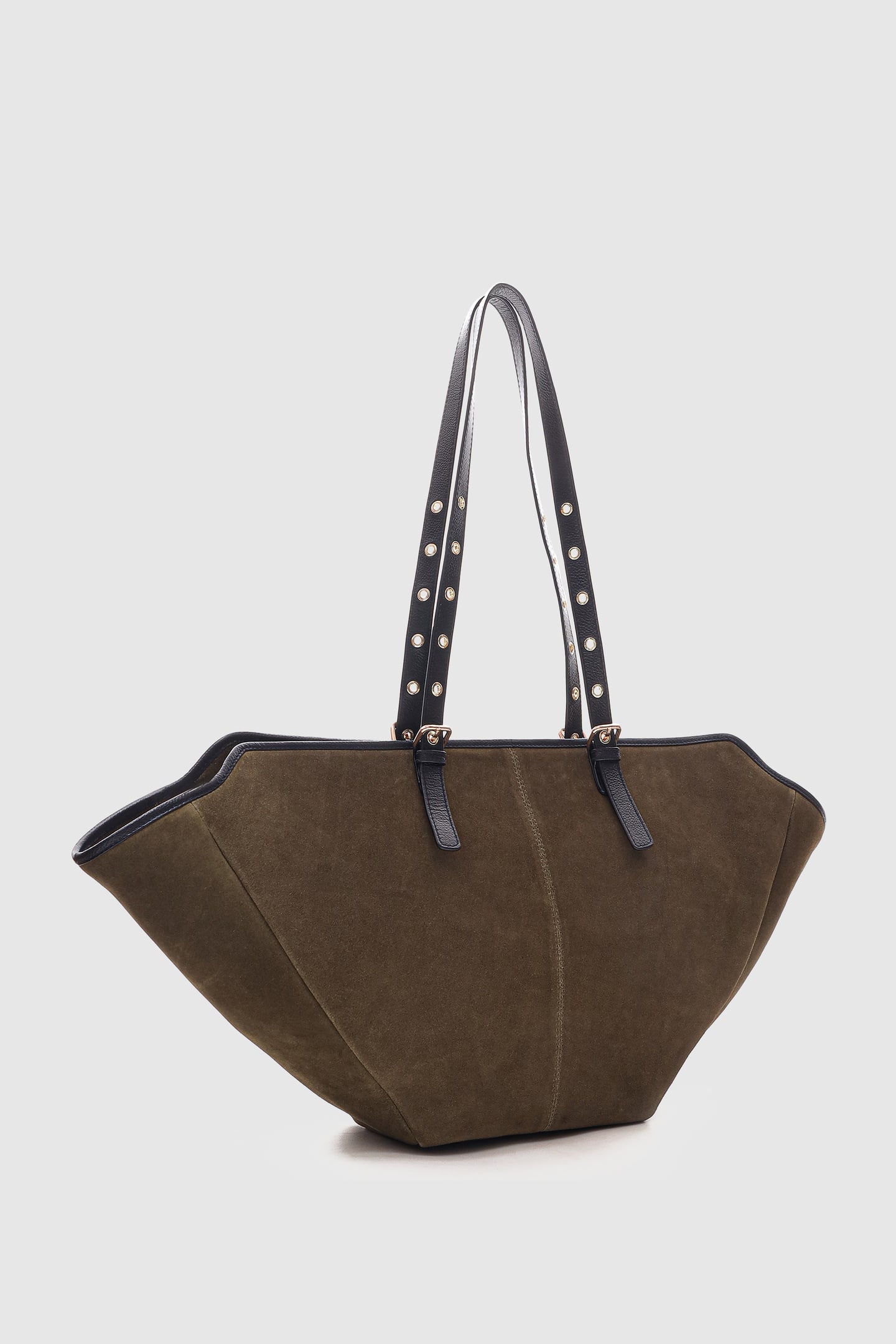 NORA SUEDE DARK OLIVE W. GOLD 2