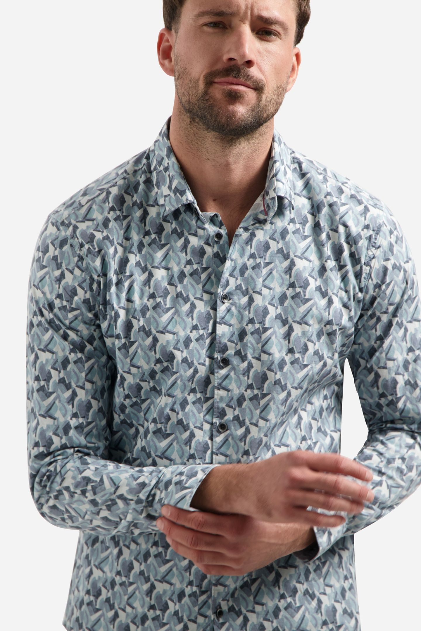 SHIRT STRETCH ALLOVER PRINTED DARK STEEL 6