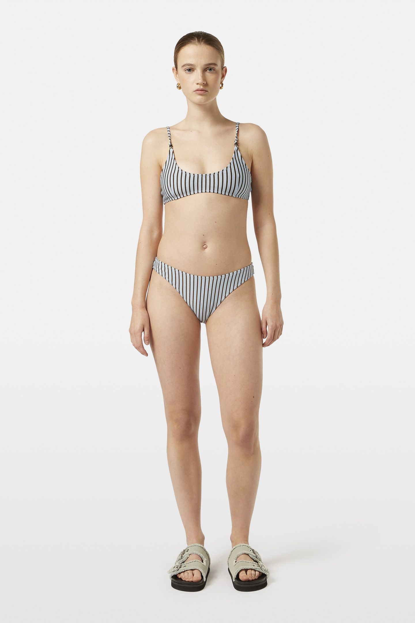 TEXTURED STRIPE BIKINI BOTTOM COLD BREW 2