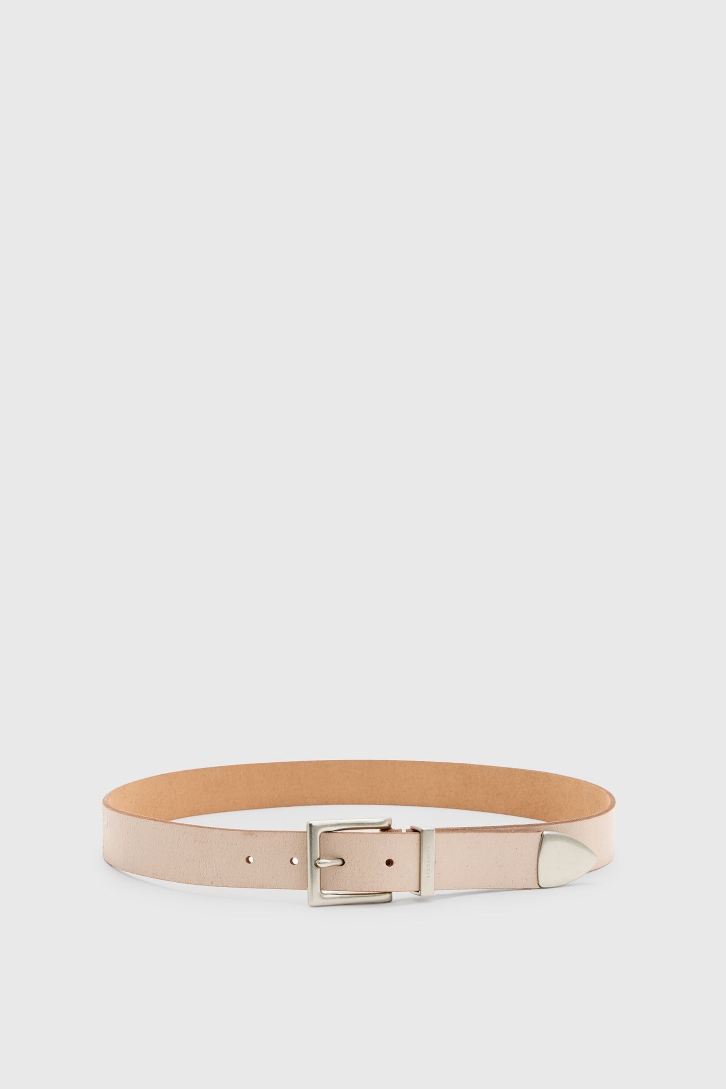 TREY METAL TIP BELT CREAM/DULL NICKEL 2