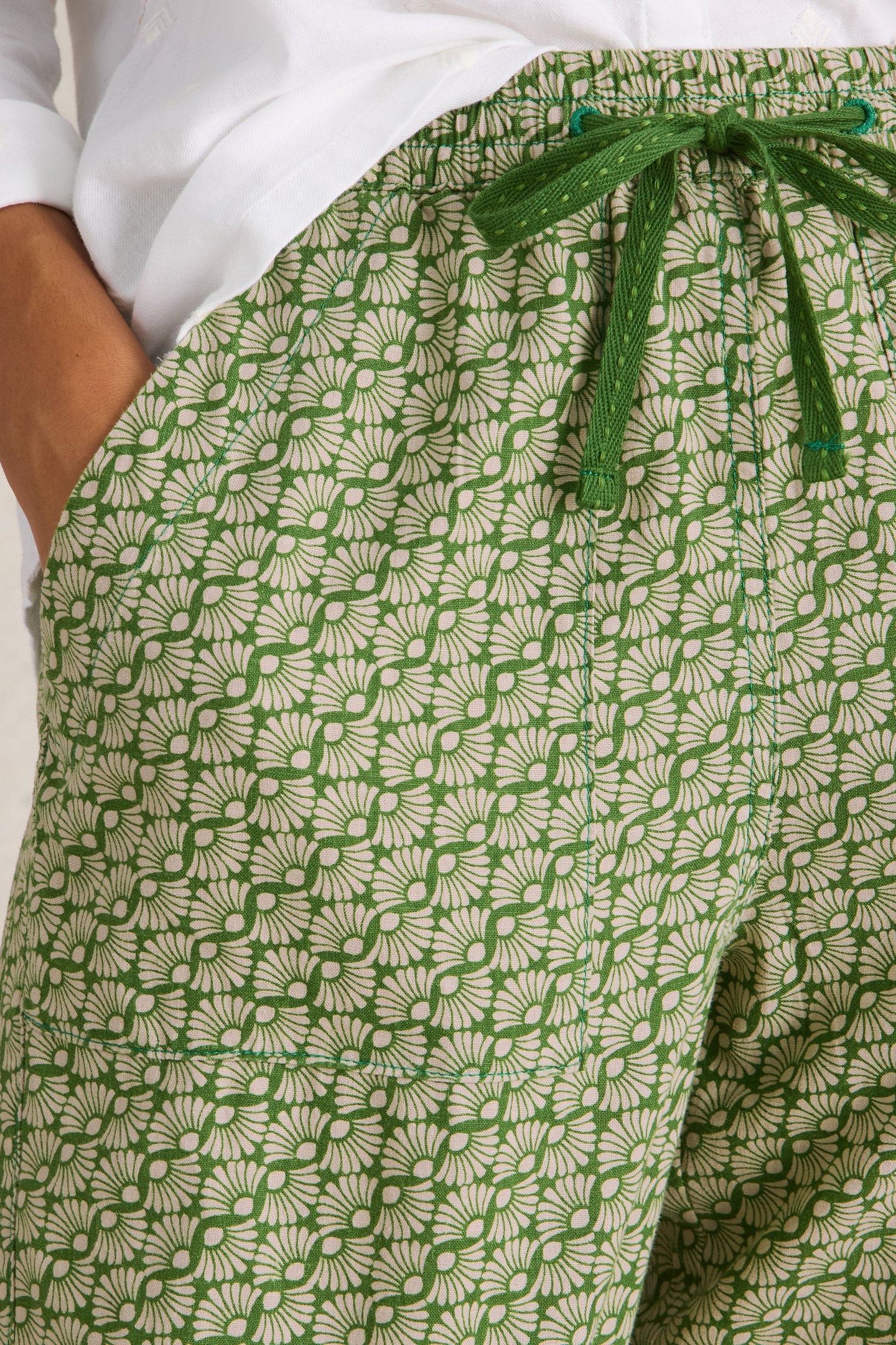 ELLE LINEN BLEND TROUSER GREEN PRINT 5