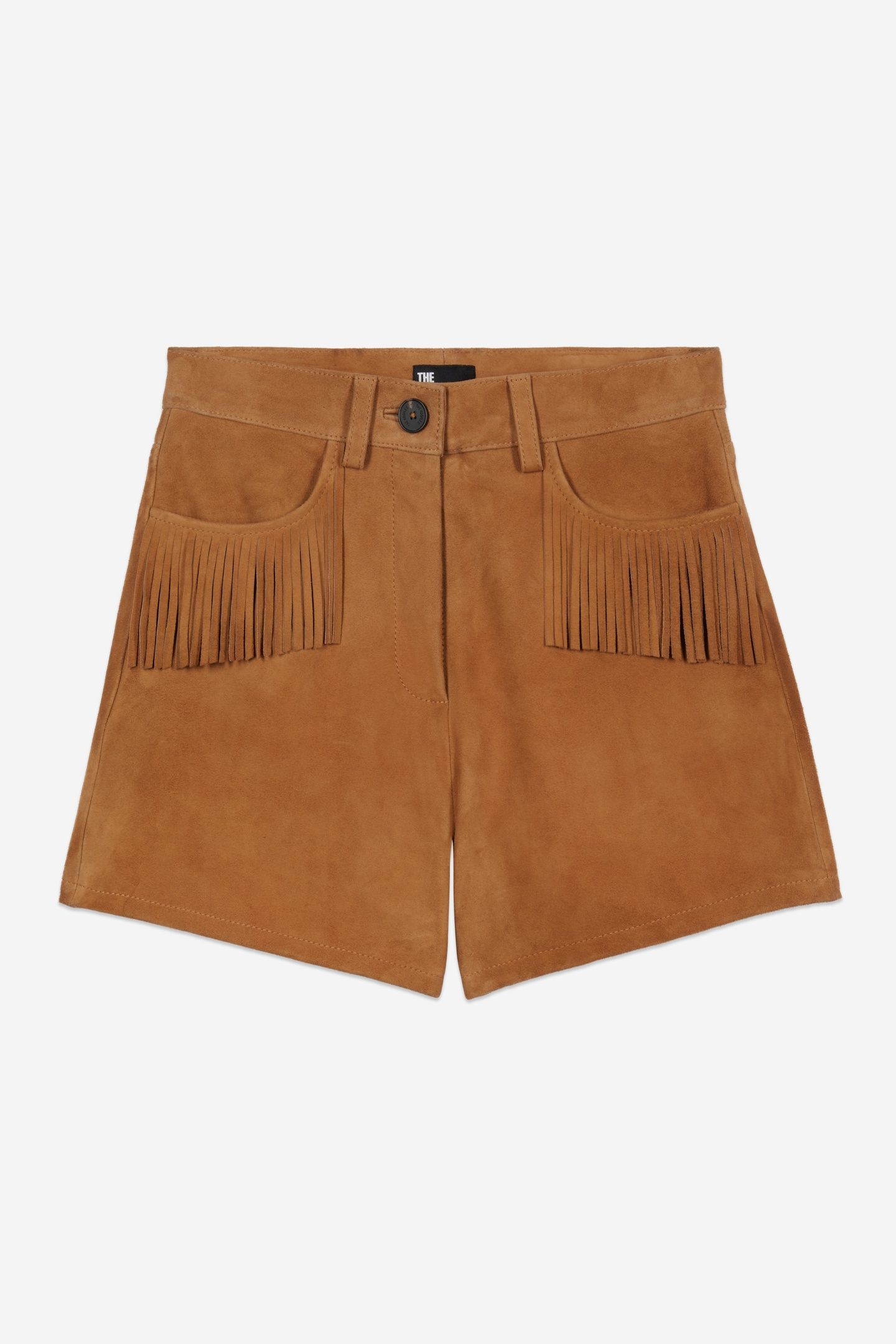 SUEDE LEATHER SHORTS WITH FRINGES CAMEL 4