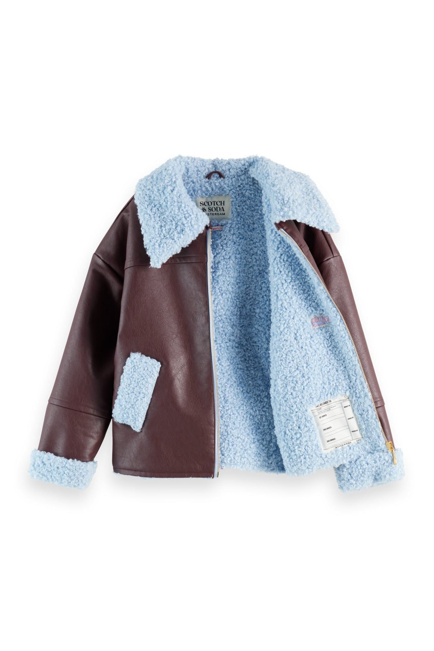 GIRLS FAUX LEATHER JACKET FUDGE 1