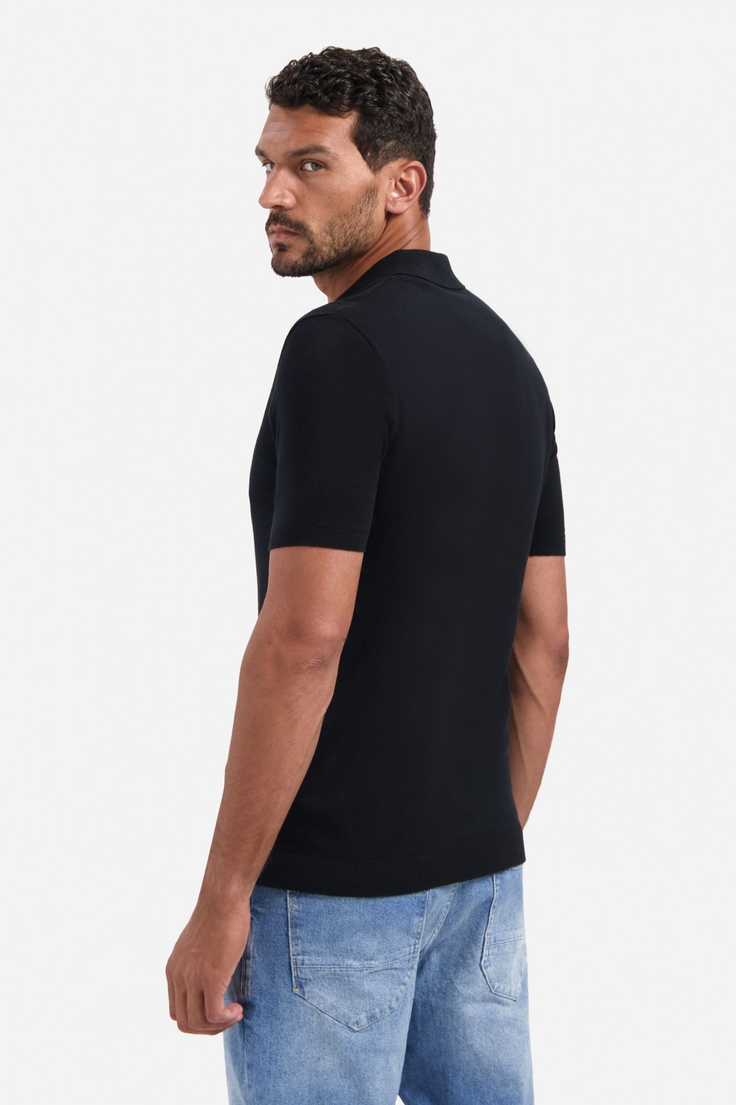PULLOVER SHORT SLEEVE POLO SOLID BLACK 2