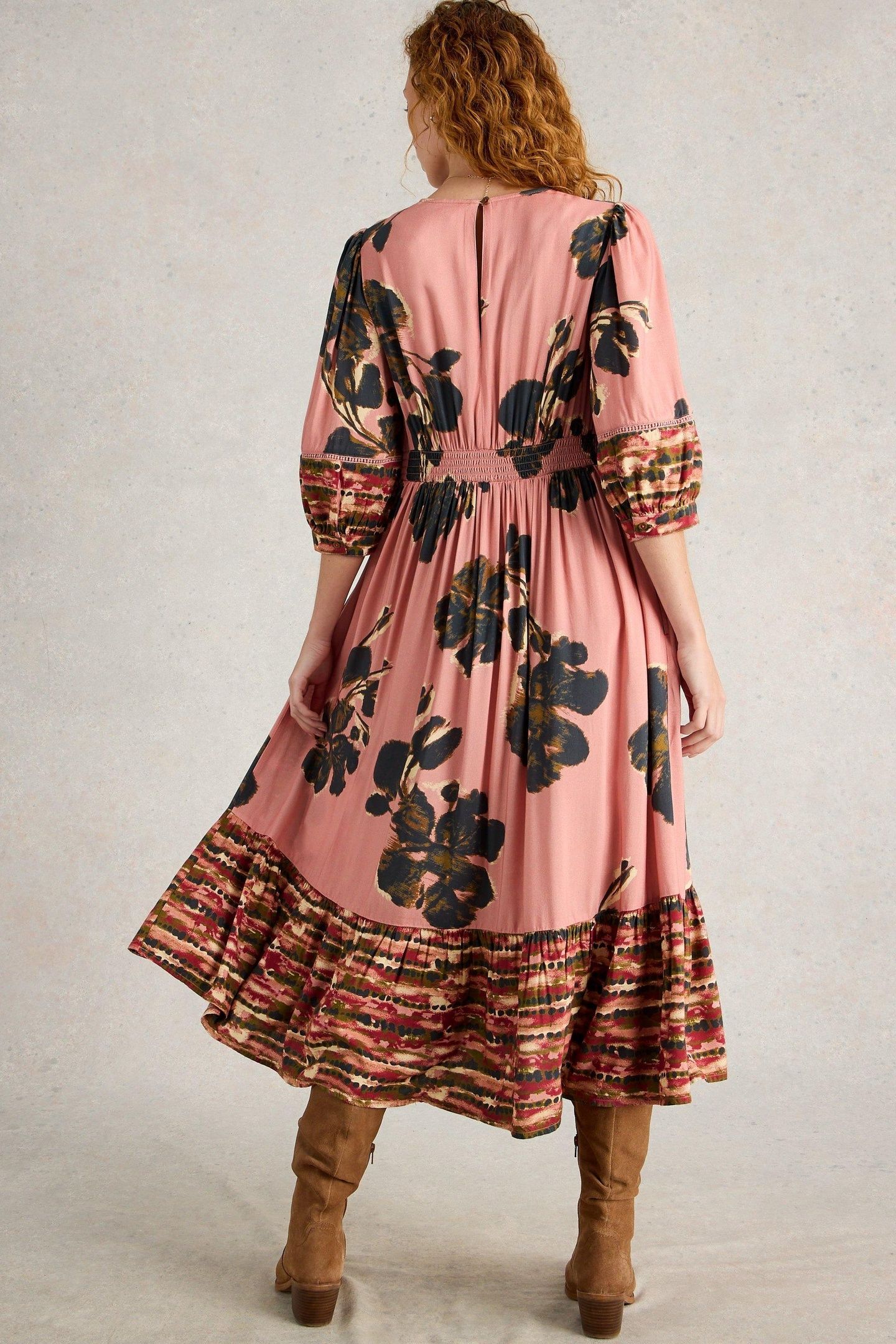 LUCY MIDI DRESS PINK PRINT 3