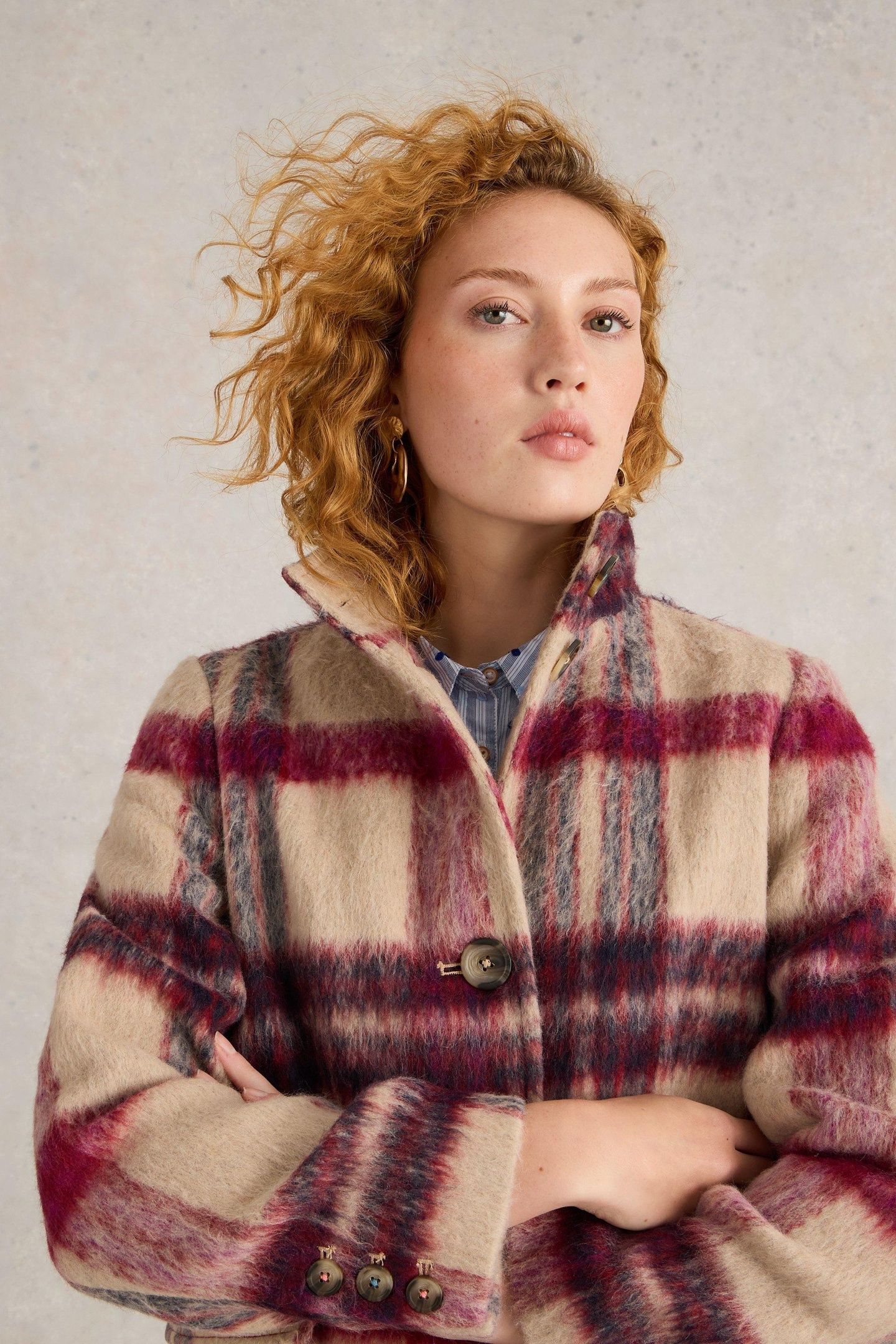 KARLA CHECK COAT PLUM MULTI 8