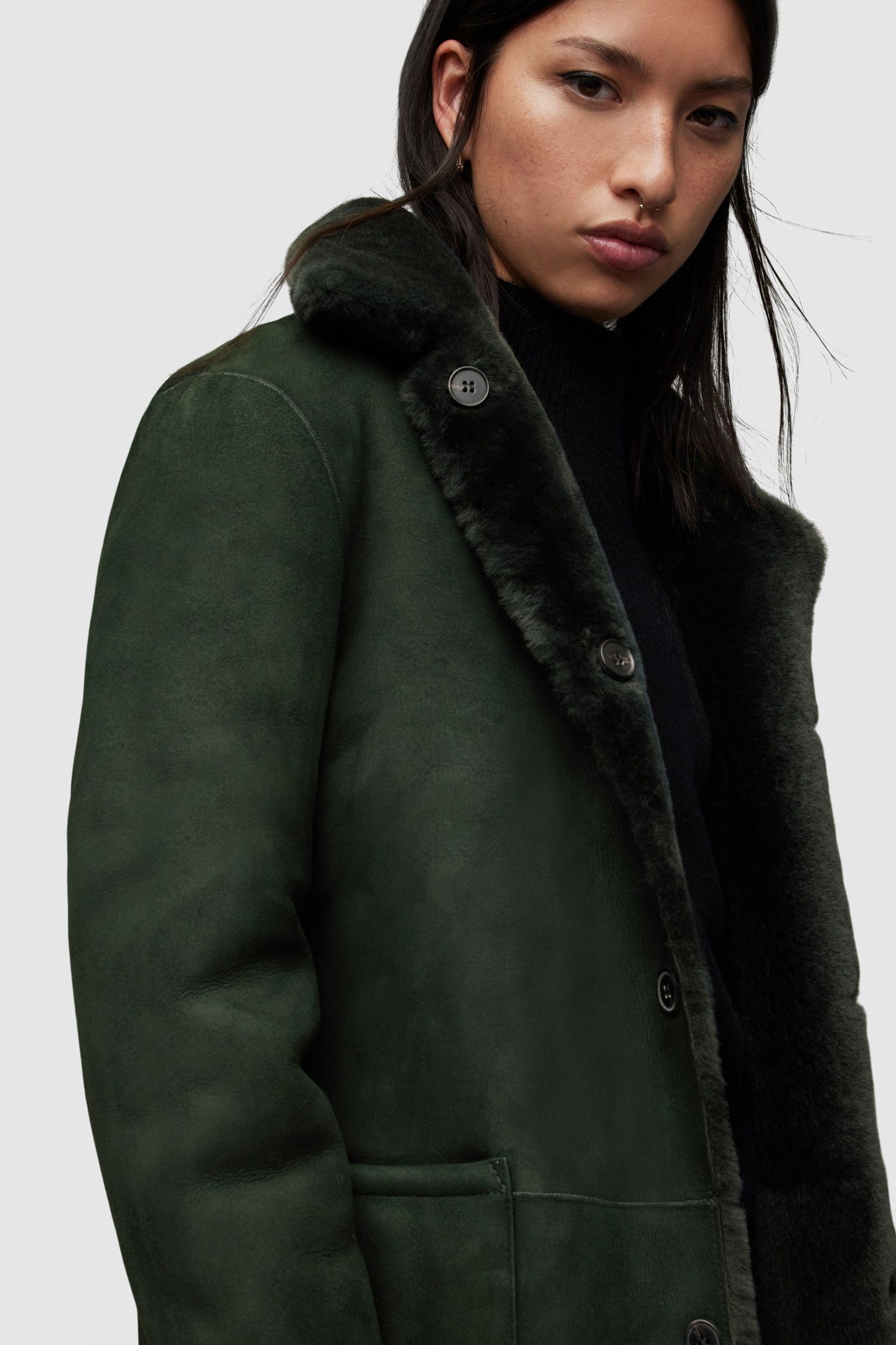SERRA SHEARLING COAT SYCAMORE GREEN 10