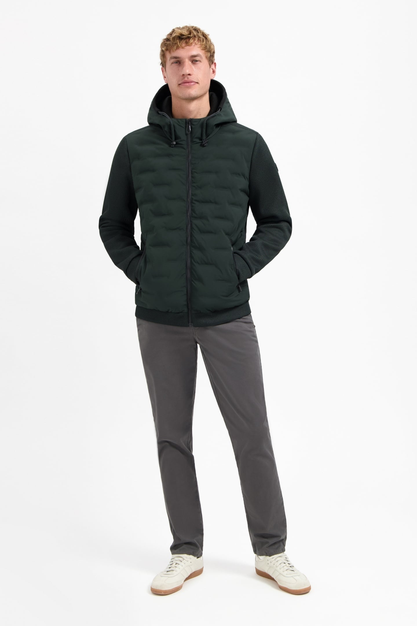 JACKET SHORT FIT SEALED HOODED KNITTED MIX DARK STEEL 1