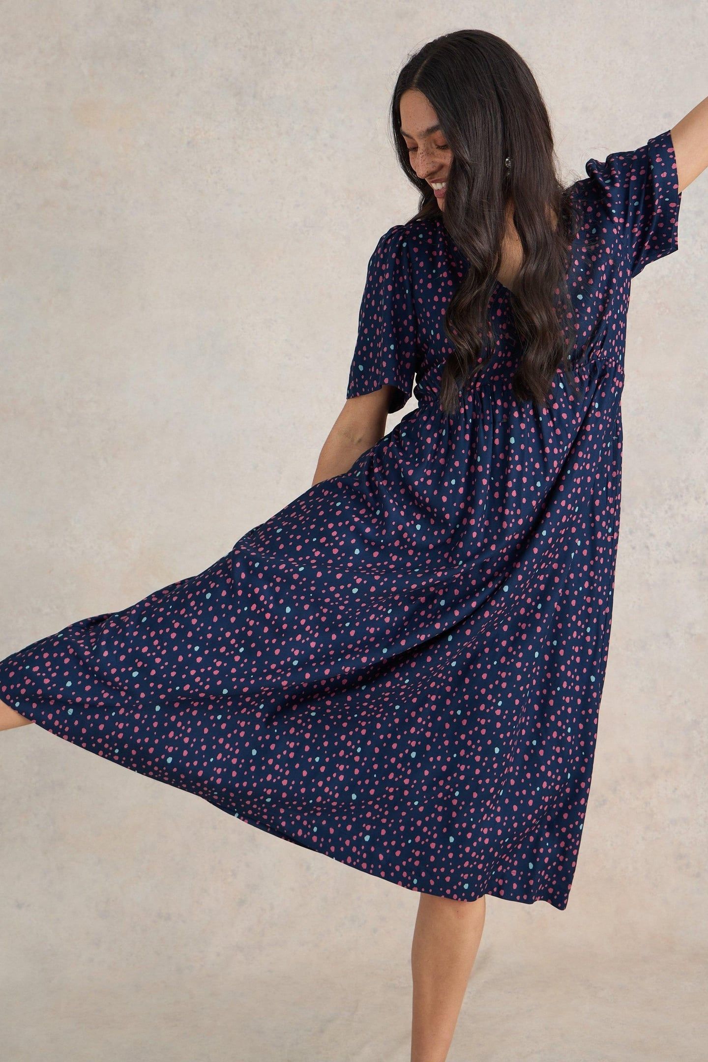 LUCY MIDI DRESS NAVY MULTI 3