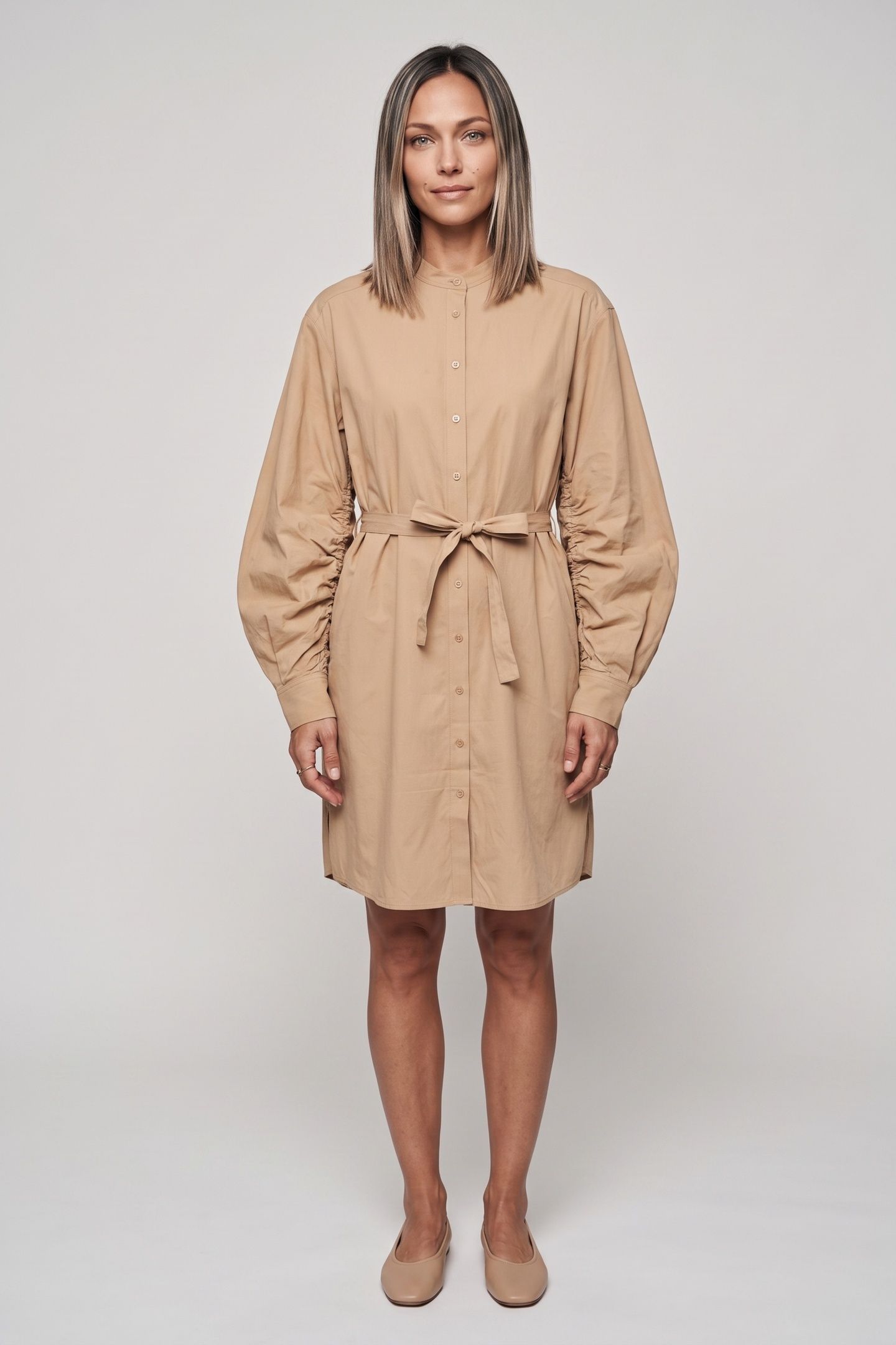 GIDRO COTTON DRESS BEIGE 1