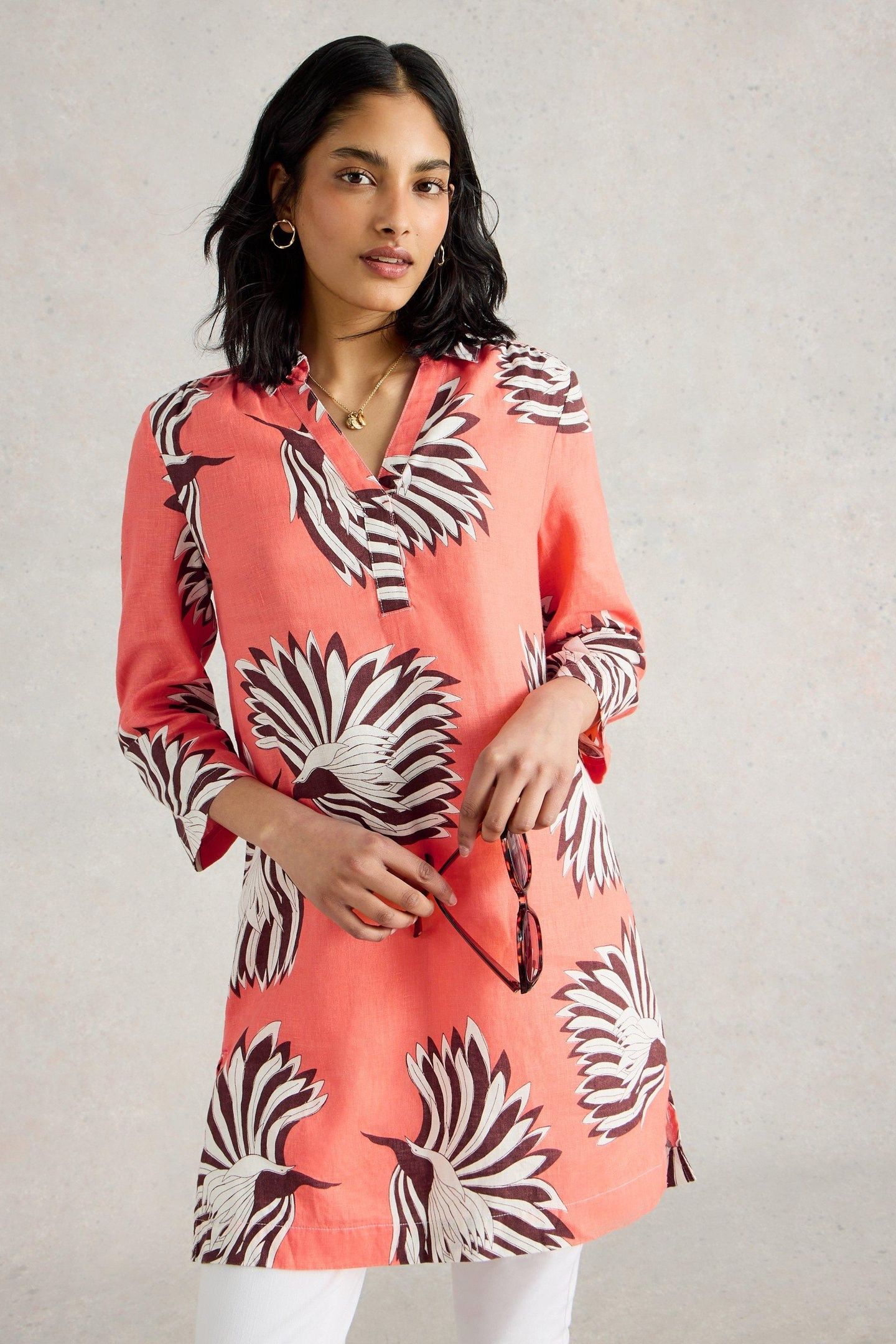 BLAKE LINEN TUNIC PINK PRINT 1