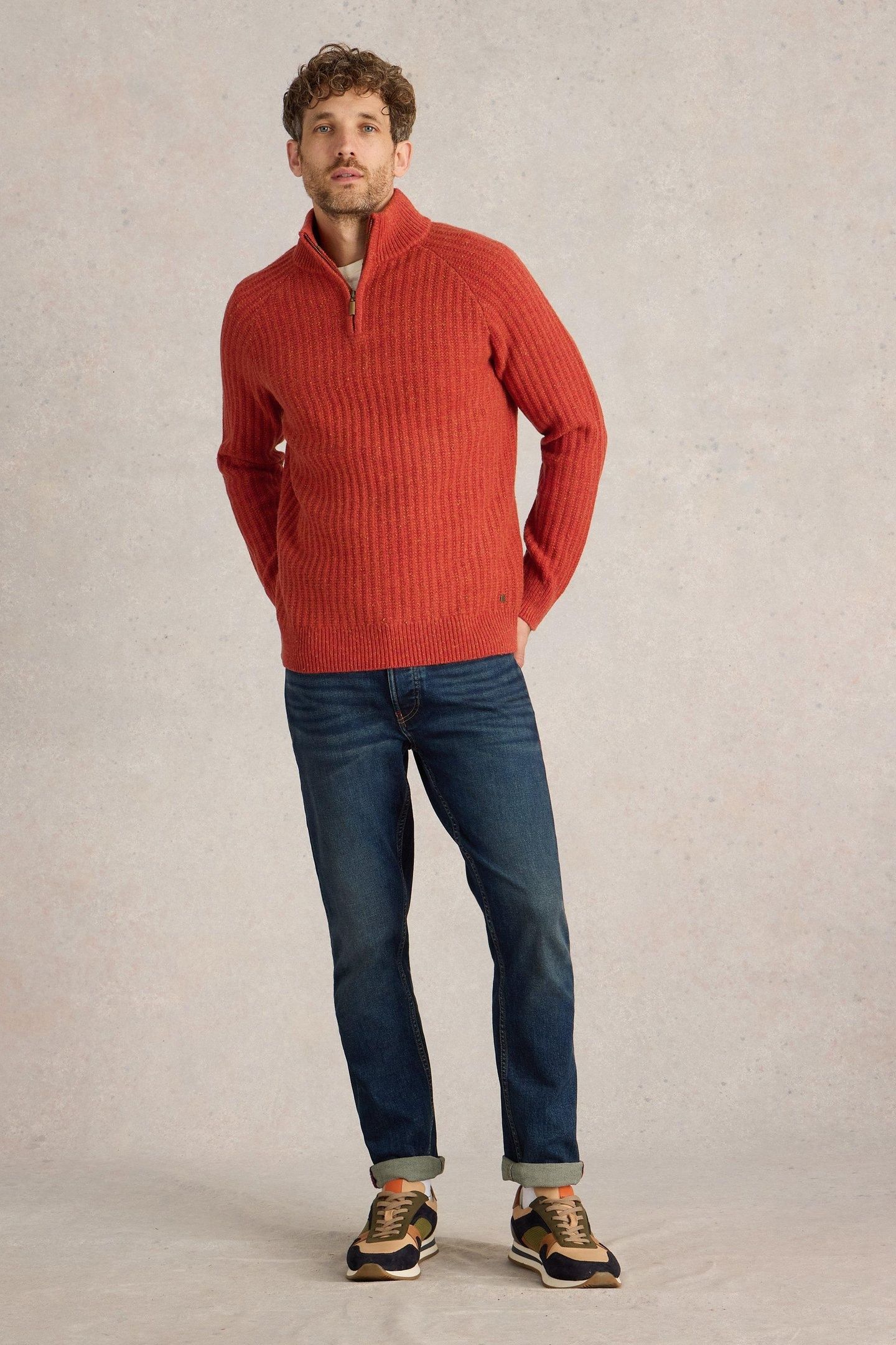 CHUNKY FUNNEL NECK JUMPER ORANGE MULTI 1