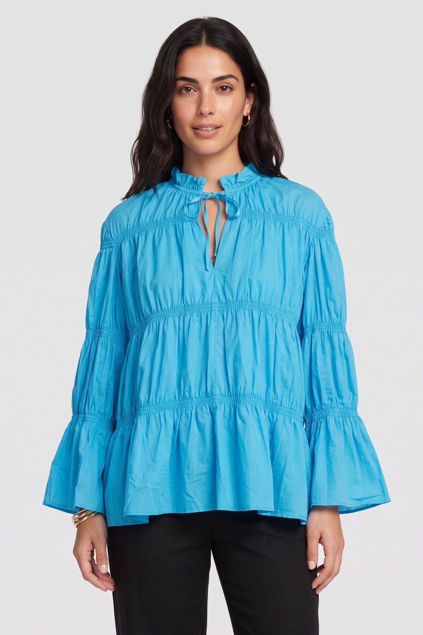 ZAIDA LIGHT TENCEL SHIRT TURQUOISE 1