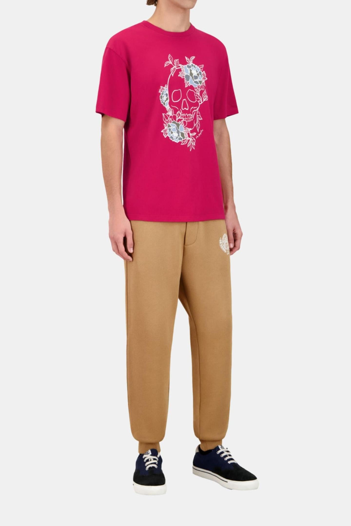 SHORT-SLEEVED T-SHIRT WITH SKULL FLOWERS PRINT CHERRY 1