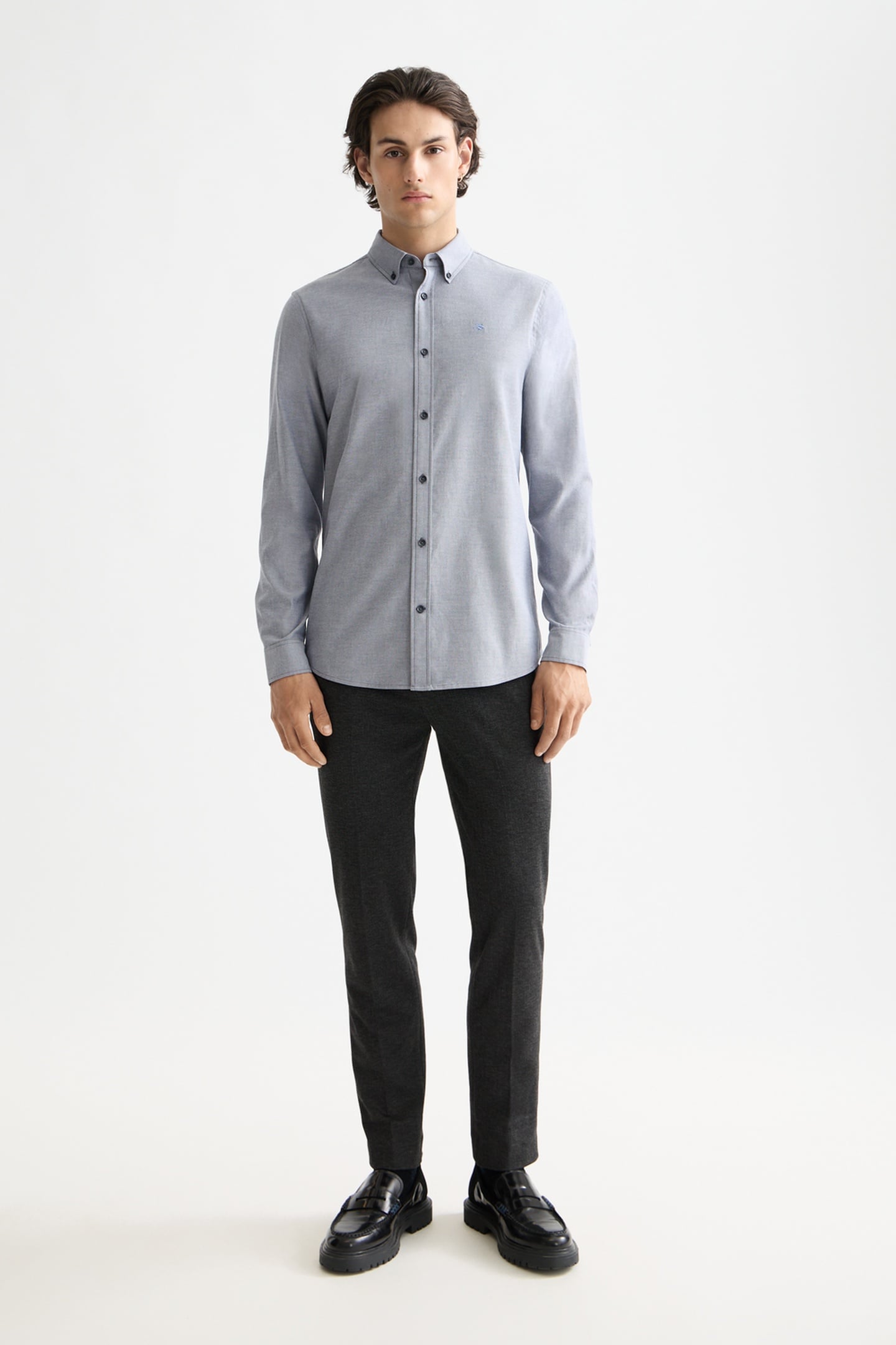 SEASONAL CORE - SOLID REGULAR-FIT OXFORD SHIRT PEACOAT 1