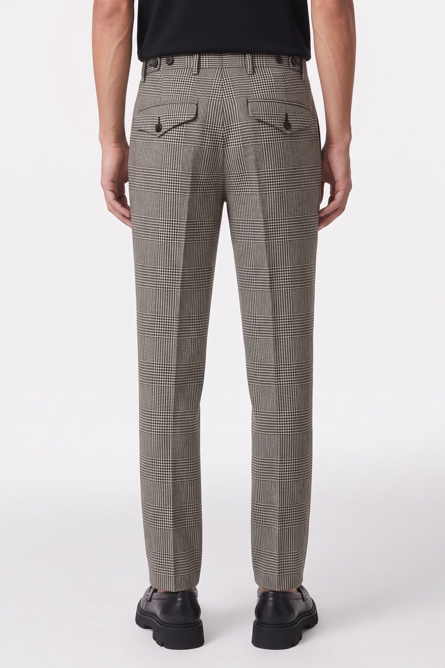 NEW SHAPE SUIT TROUSERS WITH STRAPS BLACK WHITE 2