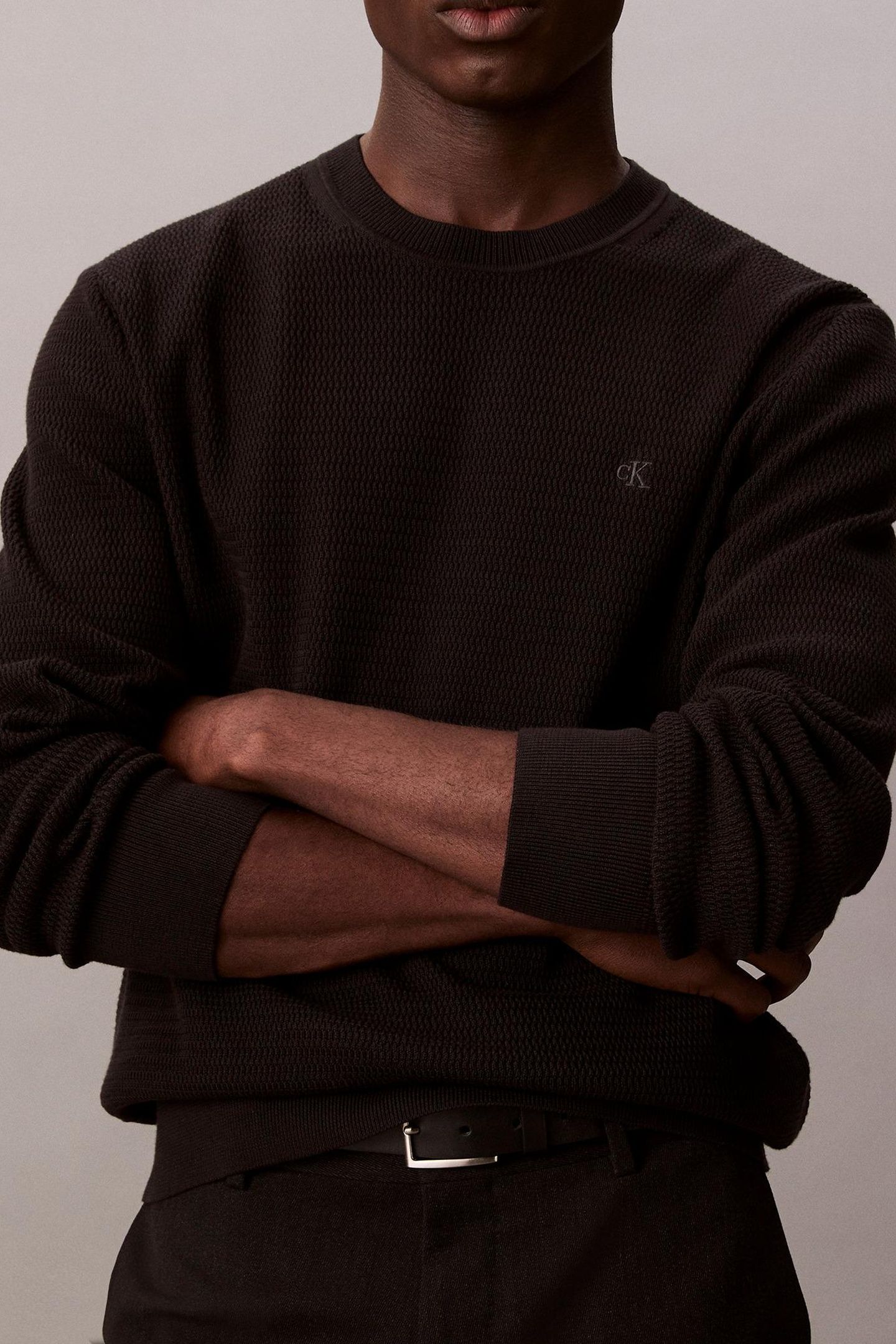 LS TEXTURE COTTON CREW NECK BLACK 7