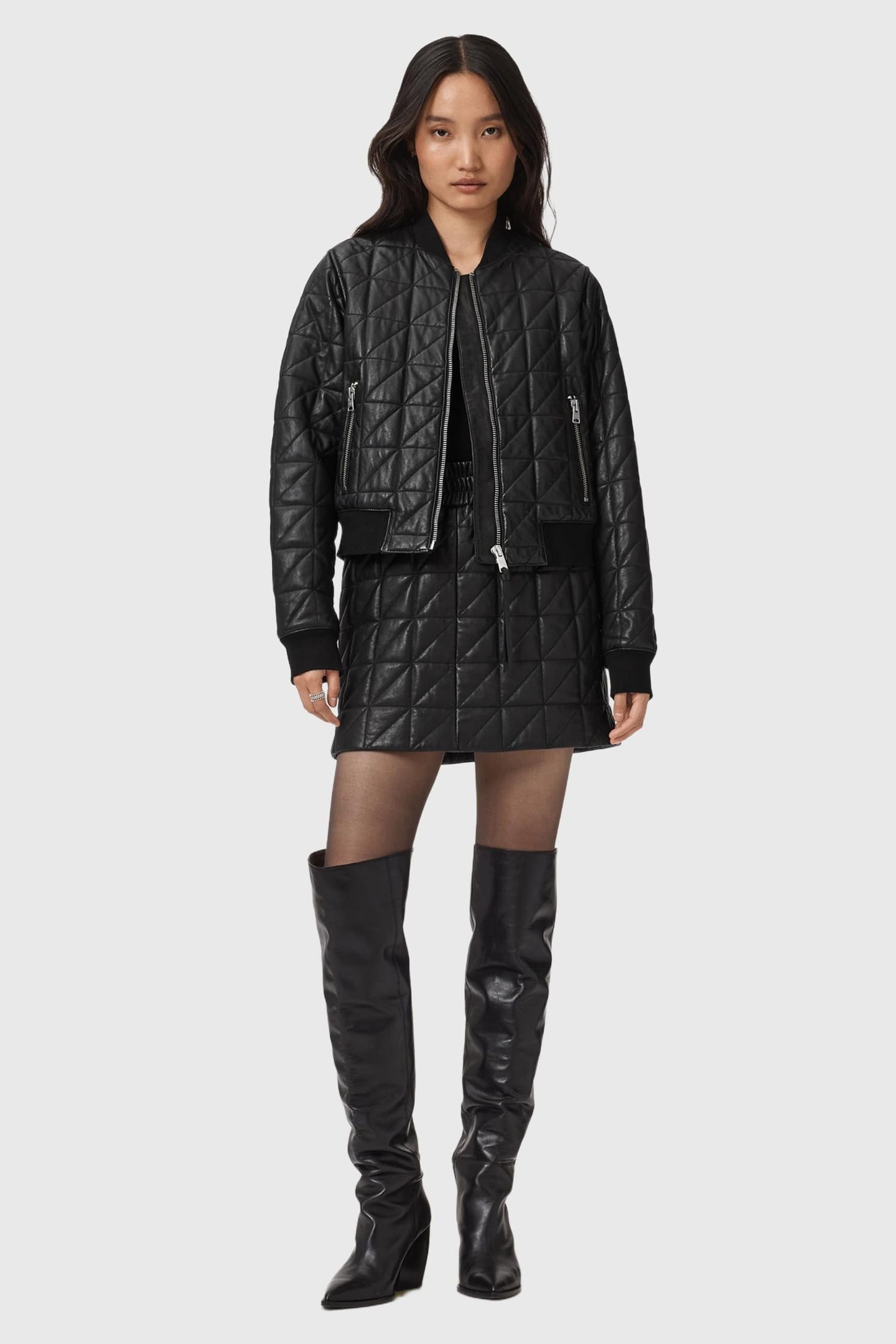 CARLY QUILTED SKIRT BLACK 2