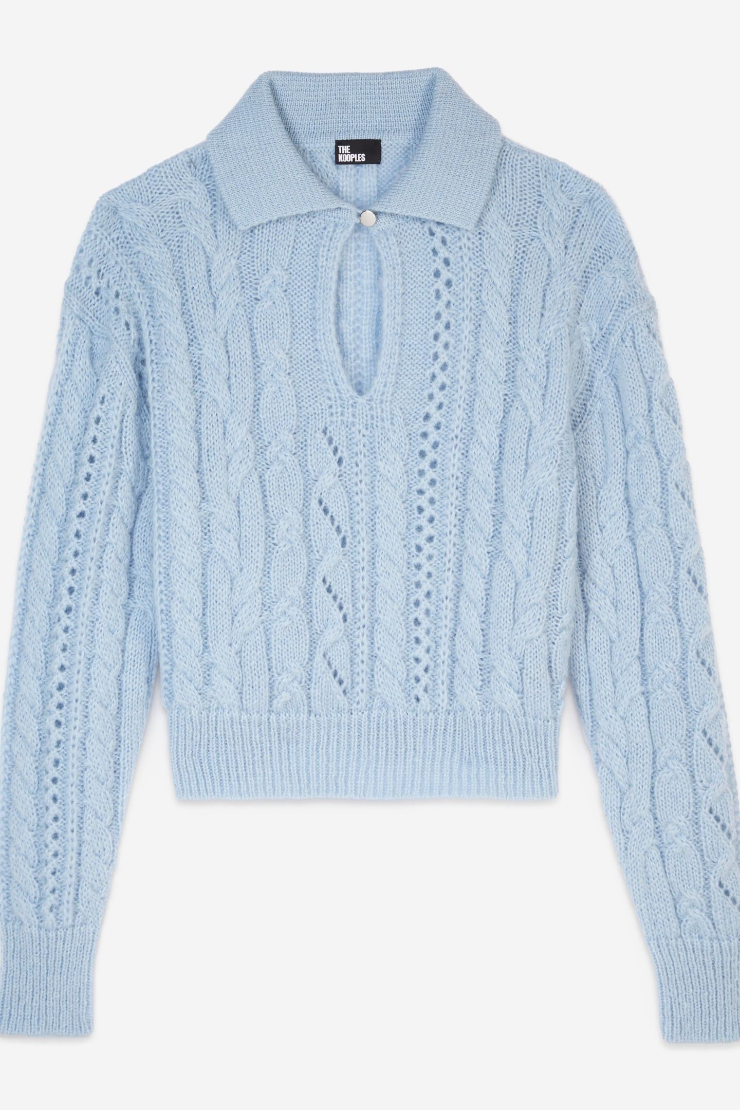 CABLE-STRANDED PACKED NECK SWEATER BLUE 5