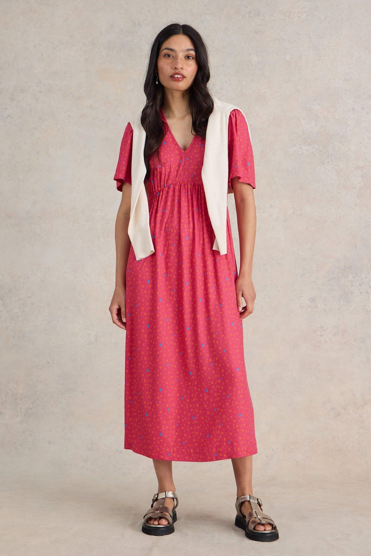 LUCY MIDI DRESS PINK MULTI 2