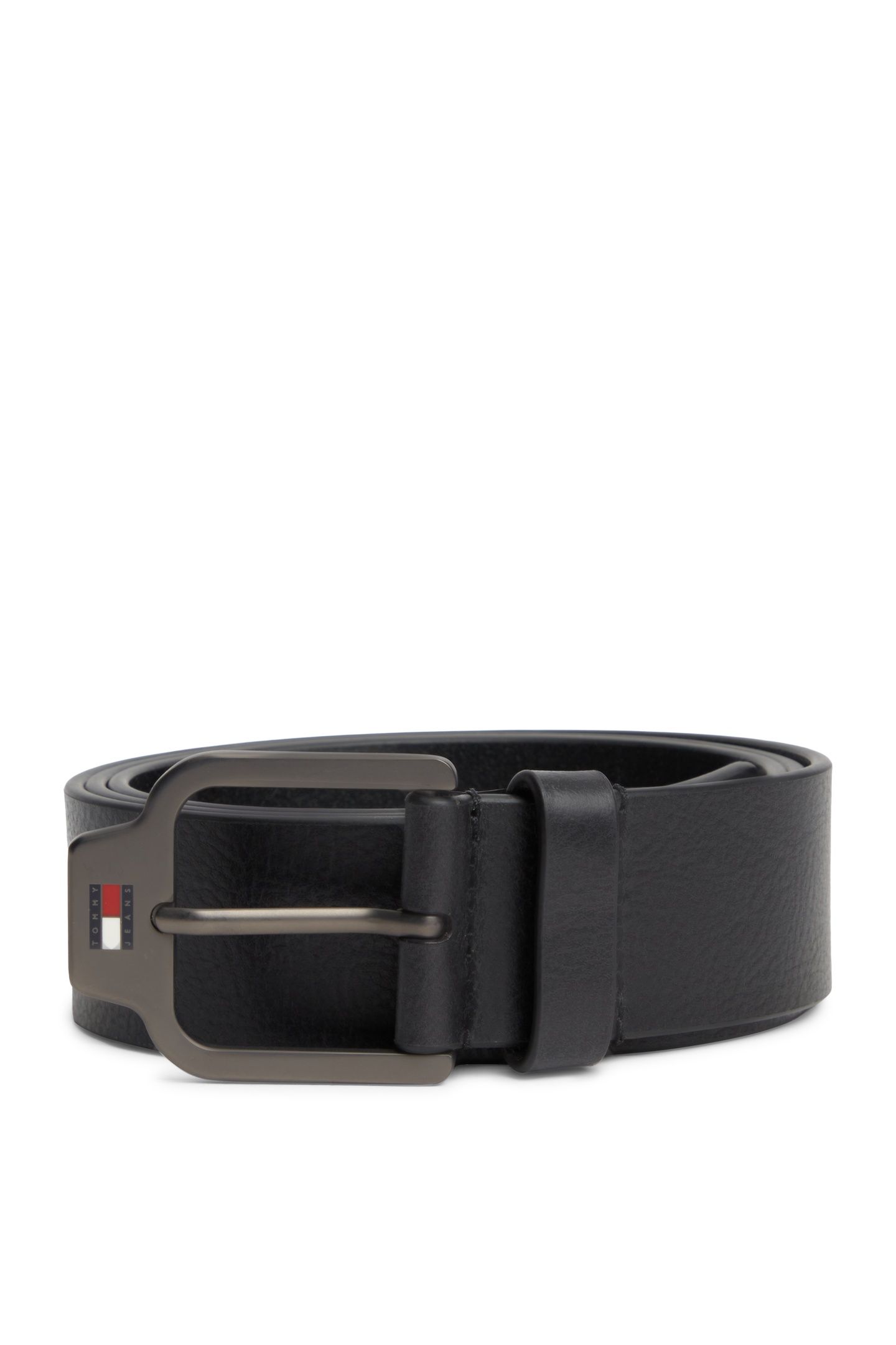 SCANTON LOGO TEXTURED LEATHER BELT BLACK 1
