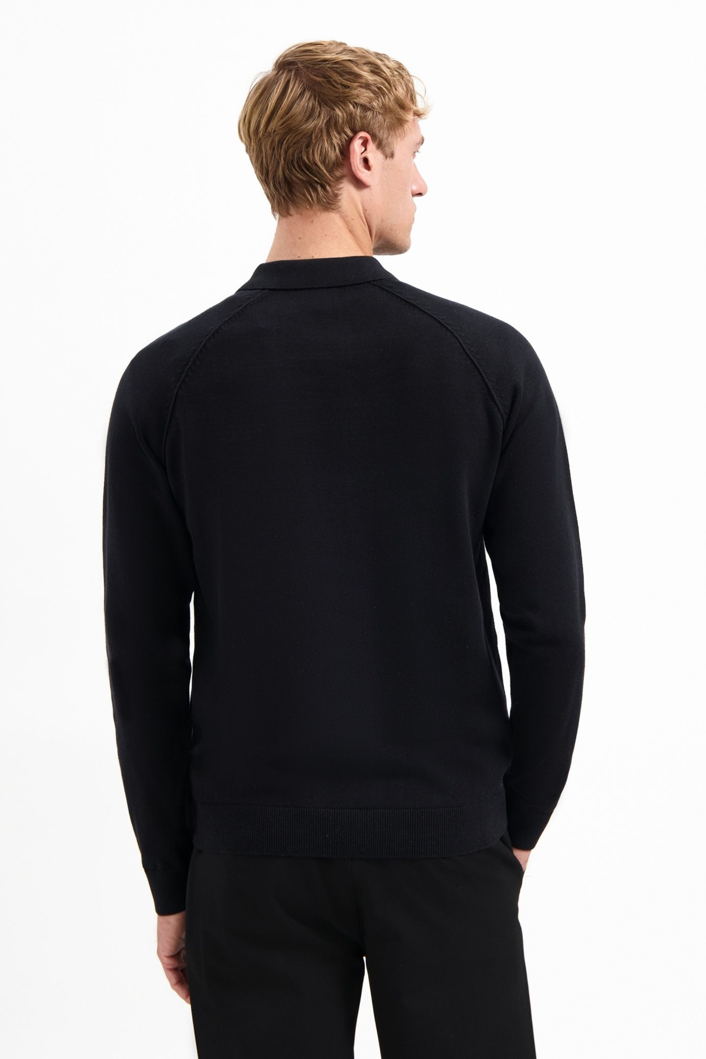 PULLOVER POLO HALF ZIP SOLID BLACK 4
