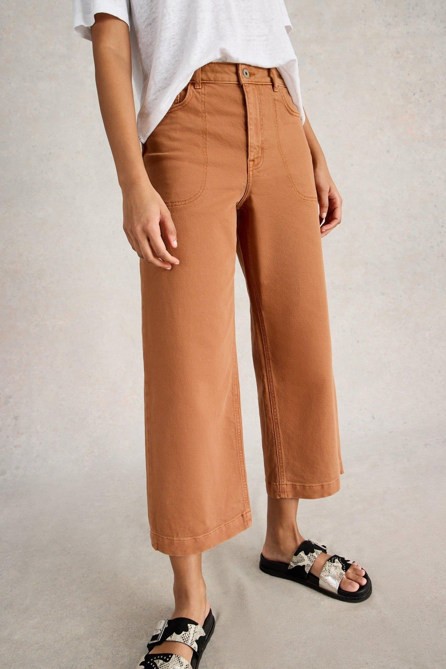 TIA WIDE LEG CROP JEAN DARK TAN 2