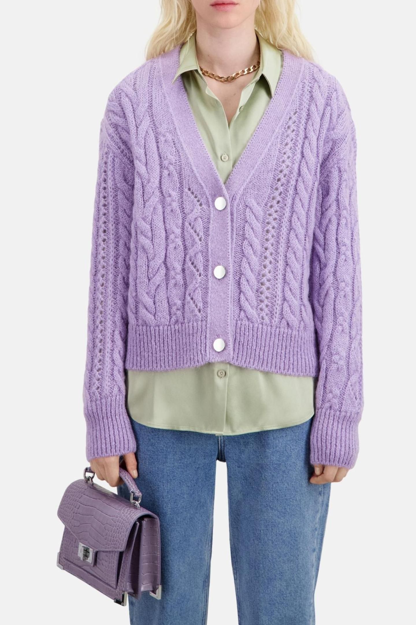 TWISTED BUTTON CARDIGAN VIOLET 3
