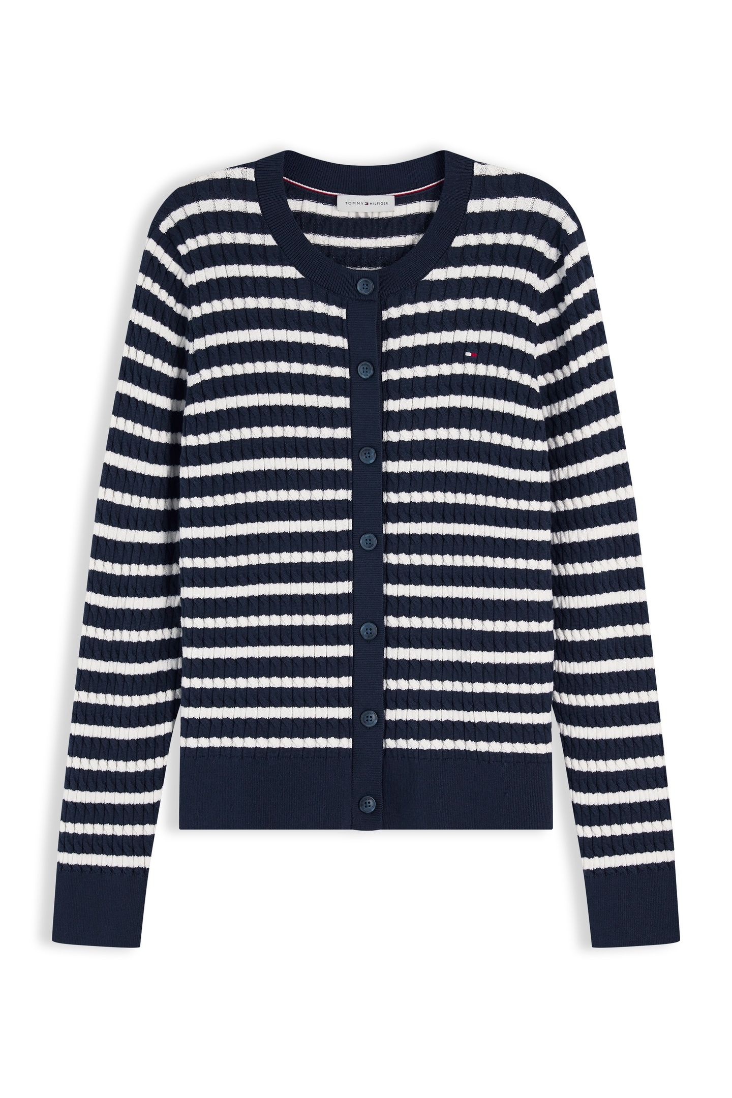 COTTON CABLE FINE LS DARK N NAVY/IVORY PETAL BRETON STP 4