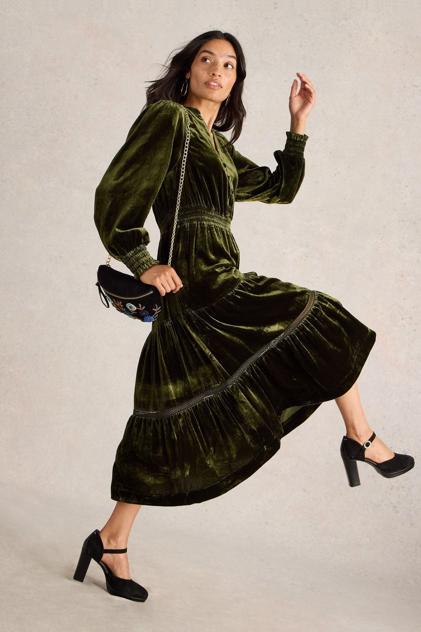 HARLEY VELVET DRESS KHAKI GREEN 7