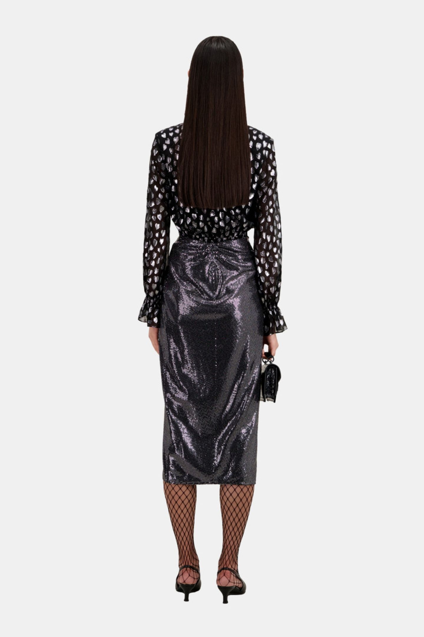 DRAPED SEQUIN SKIRT SILVER 3