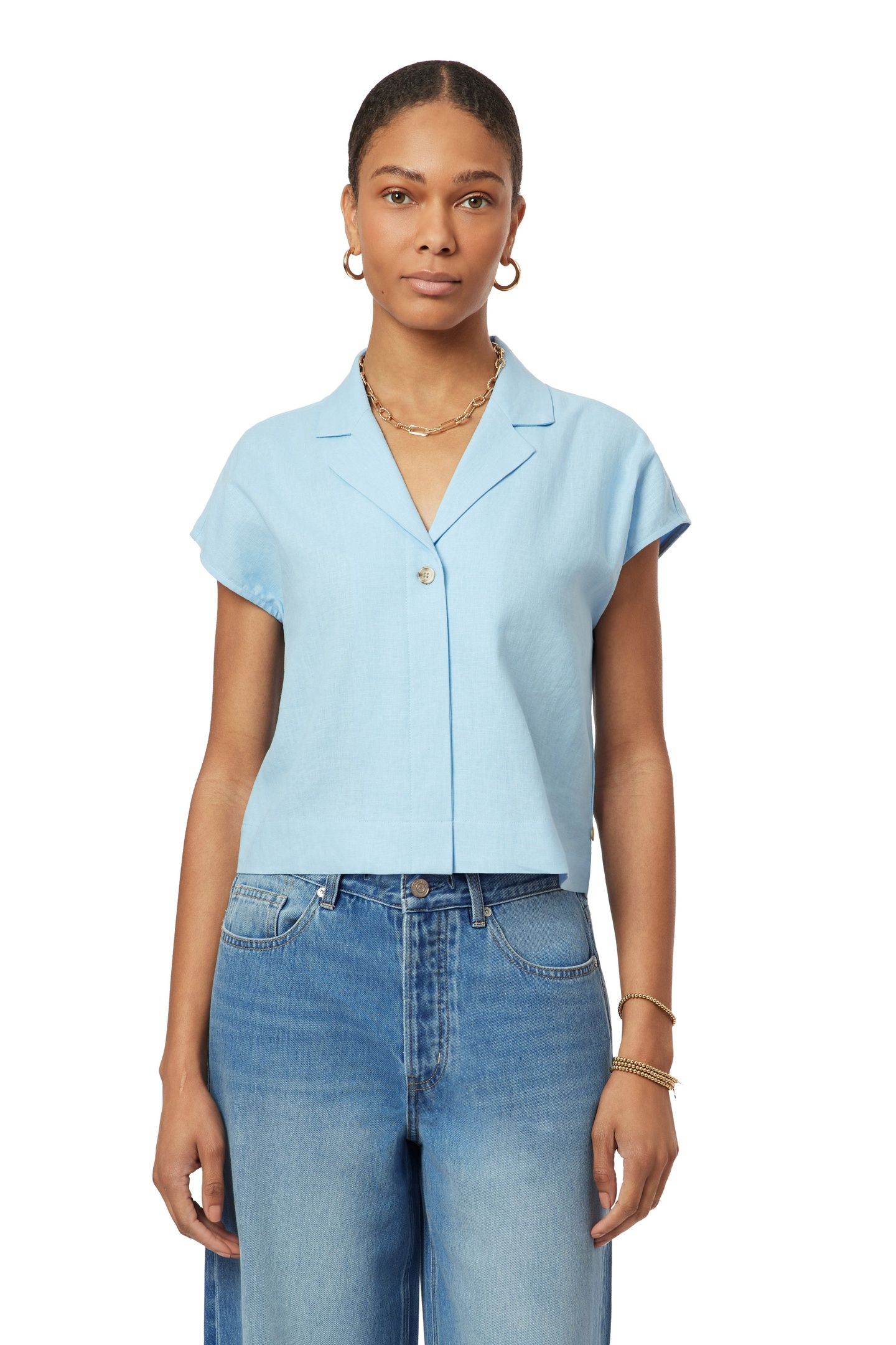 LADIES LOOSE DOLMAN SLEEVE TOP CERULEAN 1