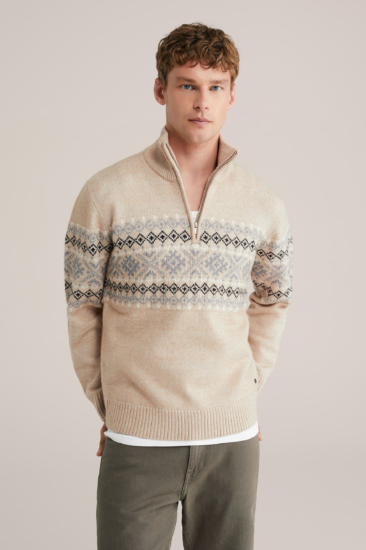 HALFWAY ZIPPER BEIGE 1