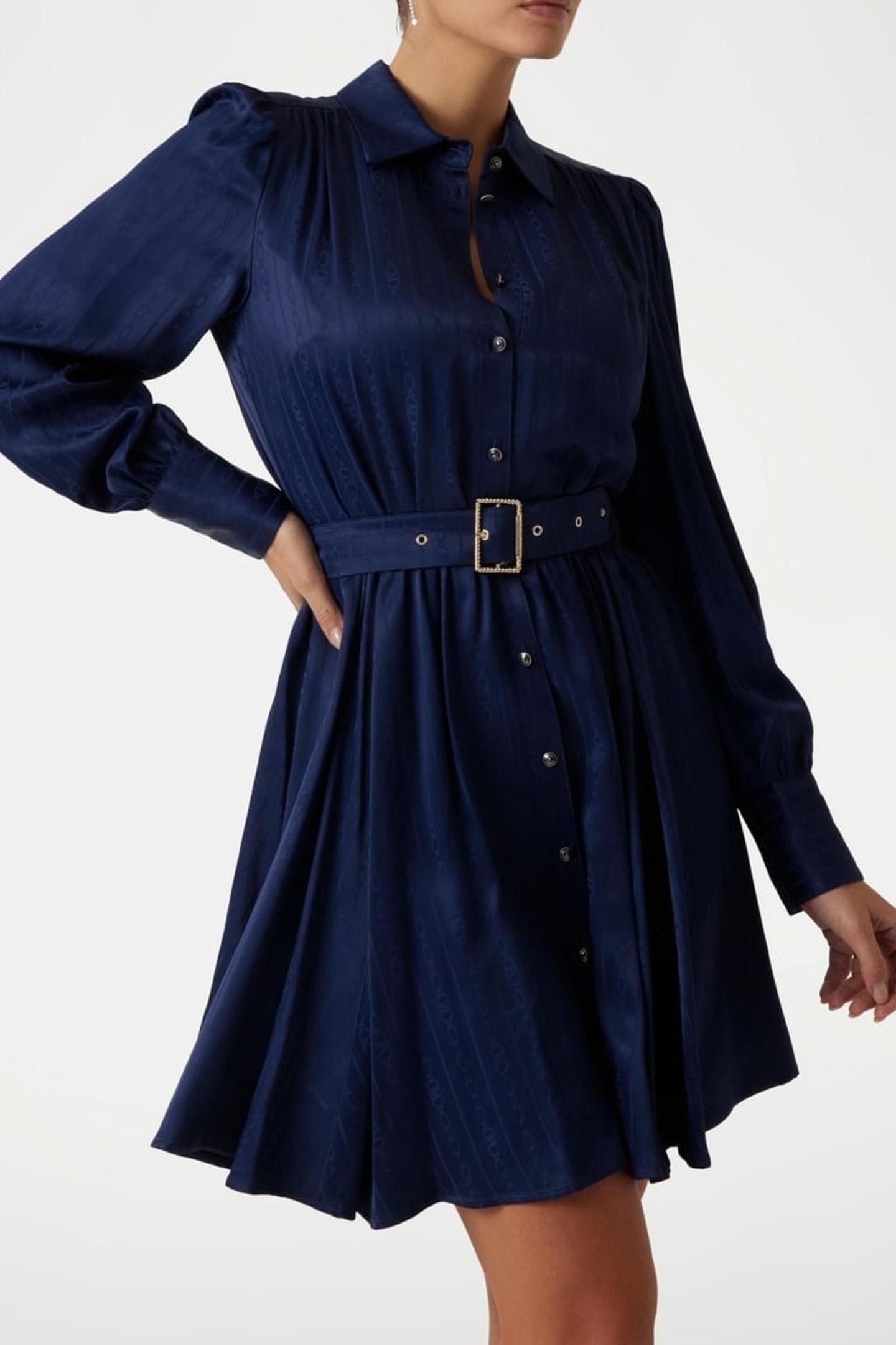 STELLA FLARED DRESS NAVY MONOGRAM JACQAU 1