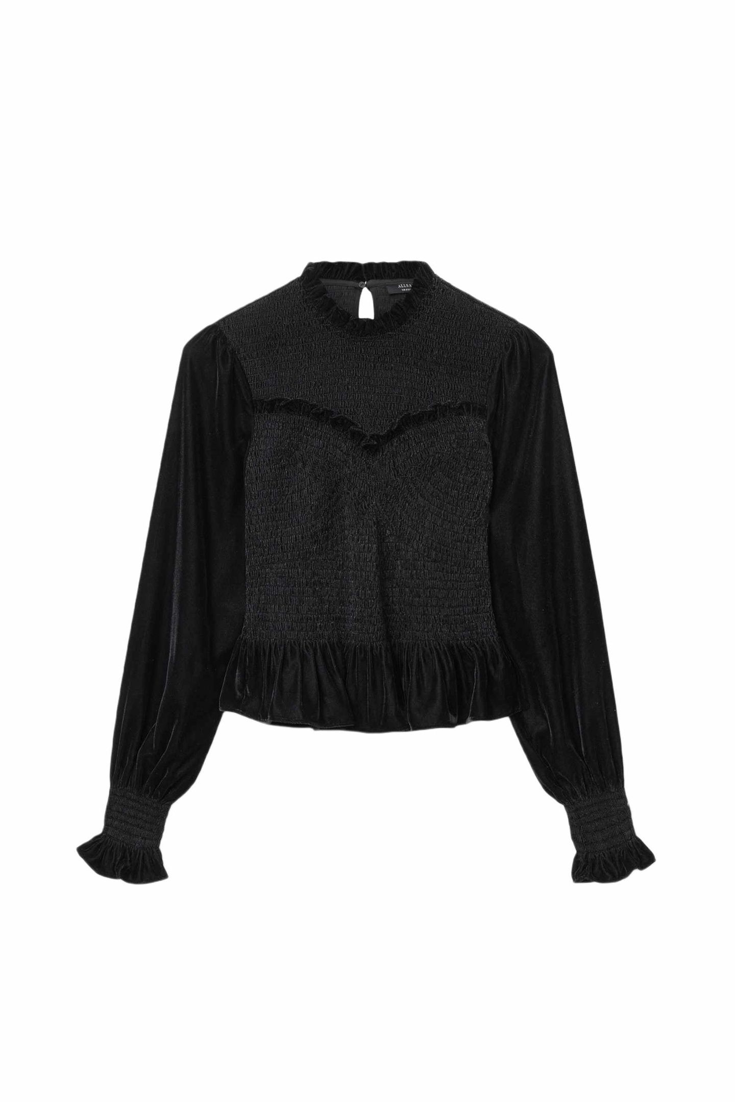 JUNO SHIRRED TOP VELVET BLACK 5