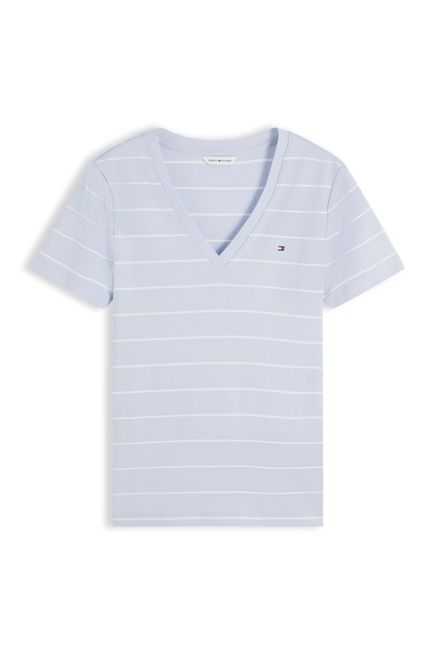 SLIM CODY V-NECK SS FINE BREEZY BLUE/ECRU 4