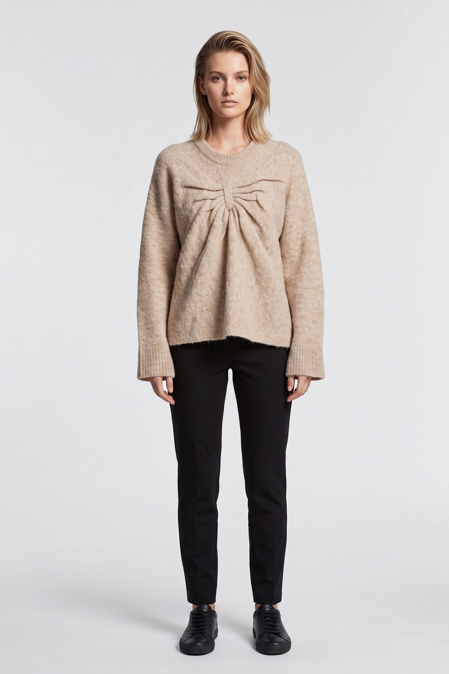 CLOTHILDE BOW SWEATER BEIGE 1