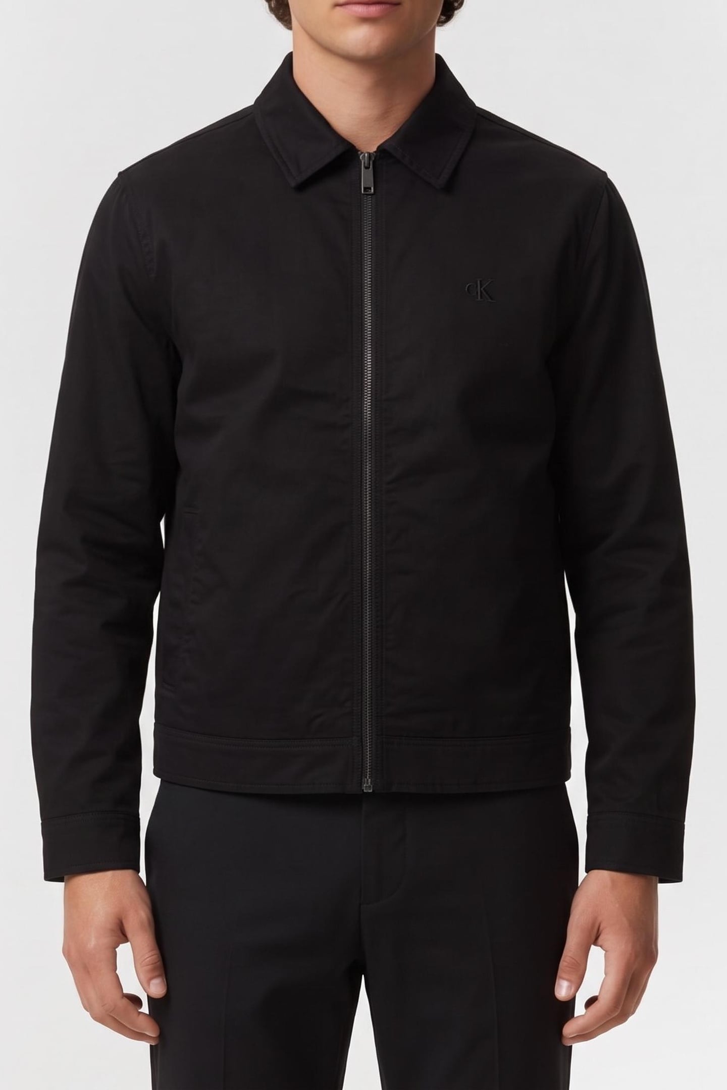 LONG SLEEVE PADDED COTTON ZIP JACKET BLACK 1