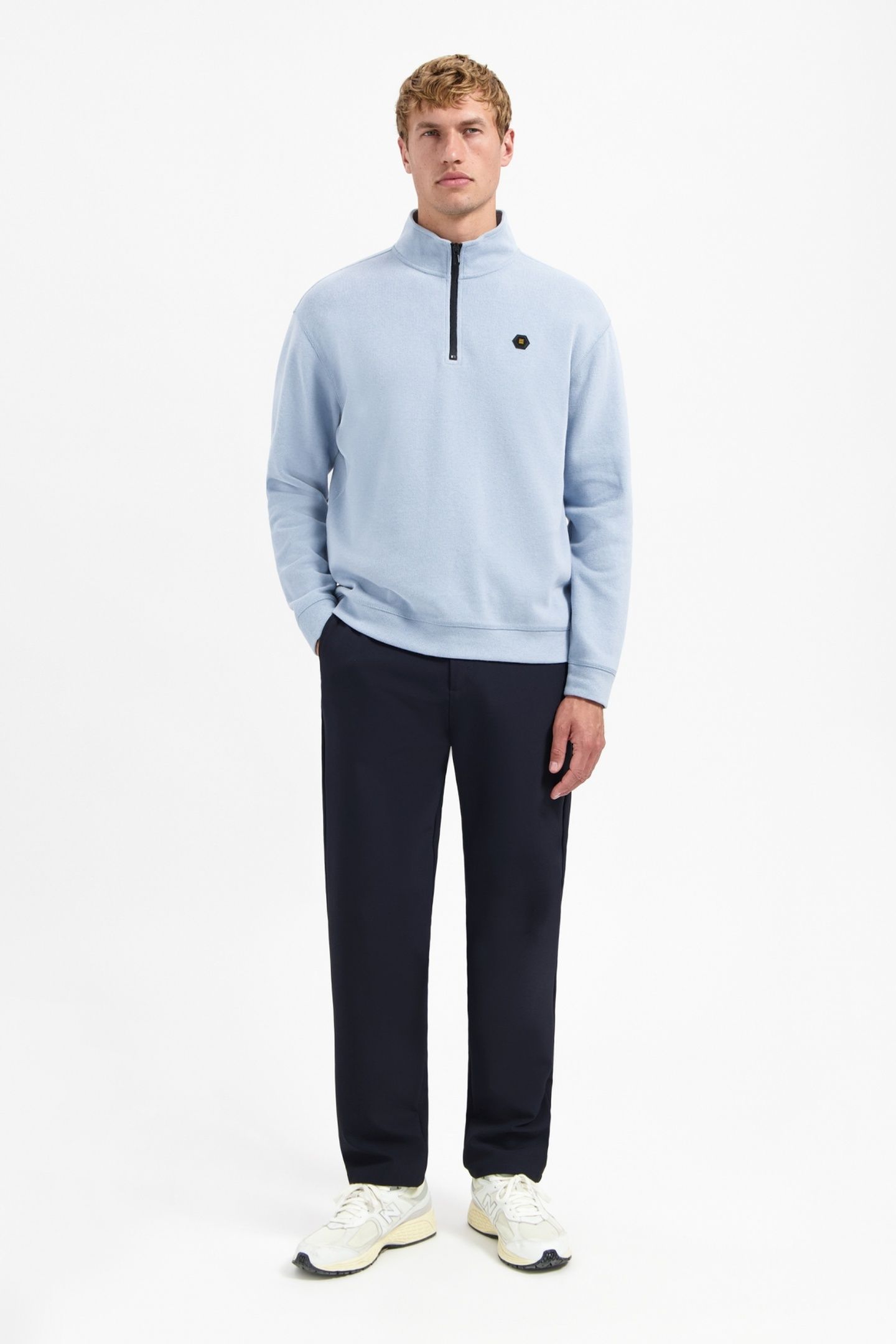 SWEATER HALF ZIP SOFT RIB RELAXED FIT DUSTY BLUE 2