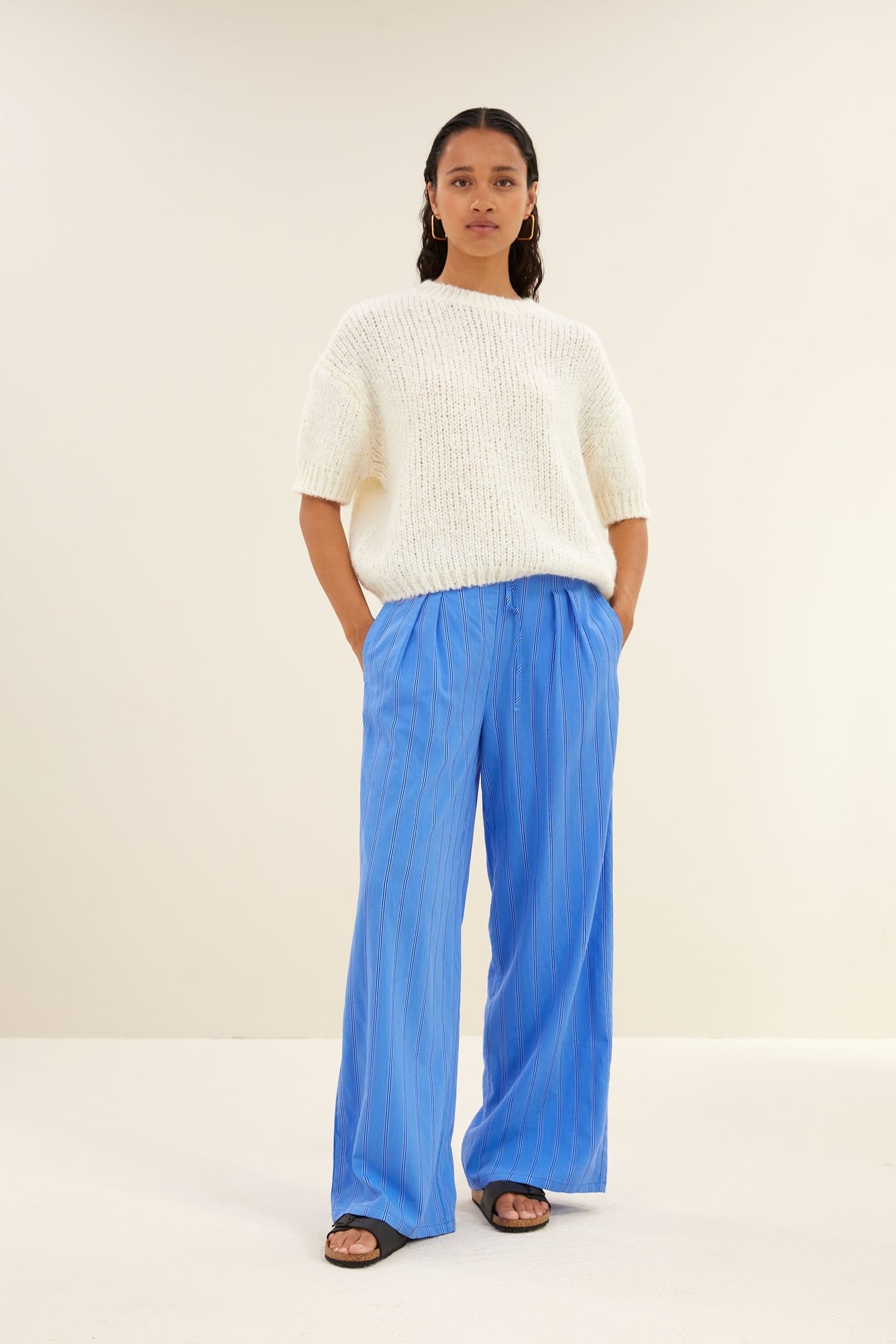 UMA STRIPE PANTS VIVID BLUE STRIPE 1