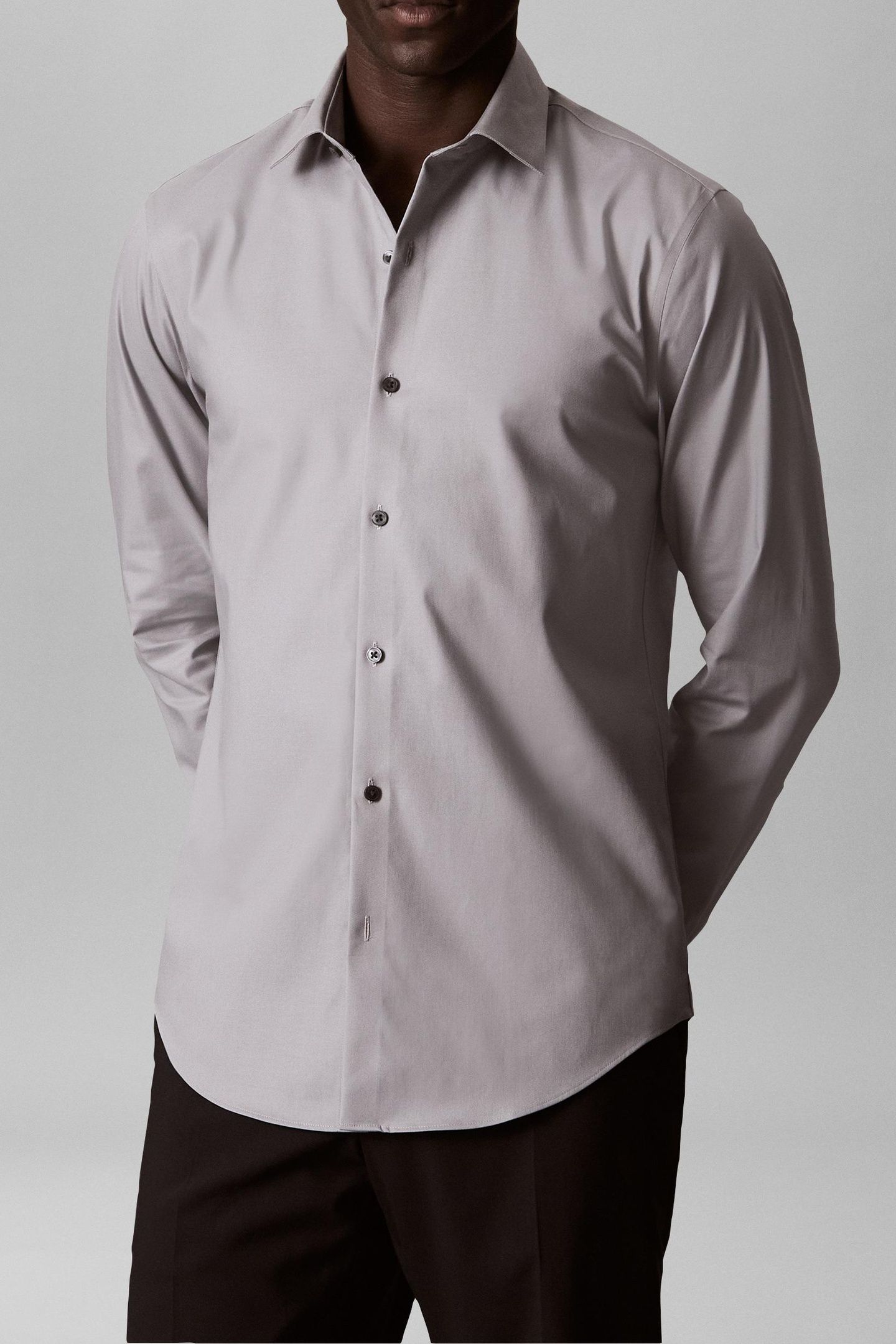 SLIM ESSENTIAL TWILL STRAIGHT SHIRT PURE GRAY 1